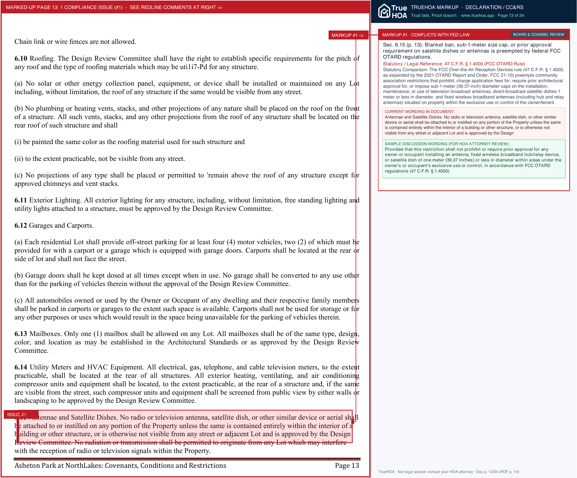 Asheton Park HOA Asheton Park Covenants page 13 widened with TrueHOA Crystal AI margin annotations