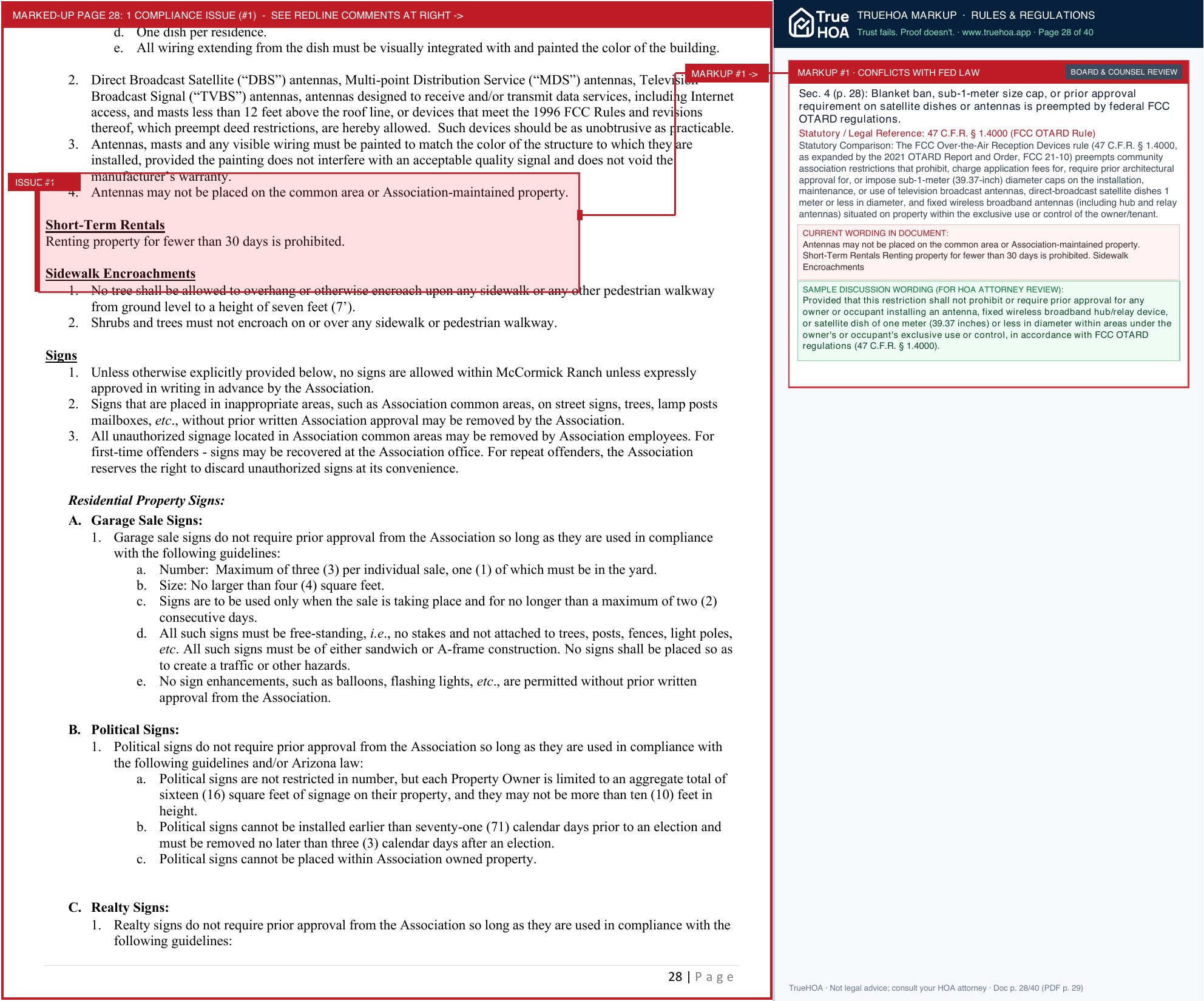 Mccormick Ranch POA MRPOA Rules and Regulations 2026 page 28 widened with TrueHOA Crystal AI margin annotations