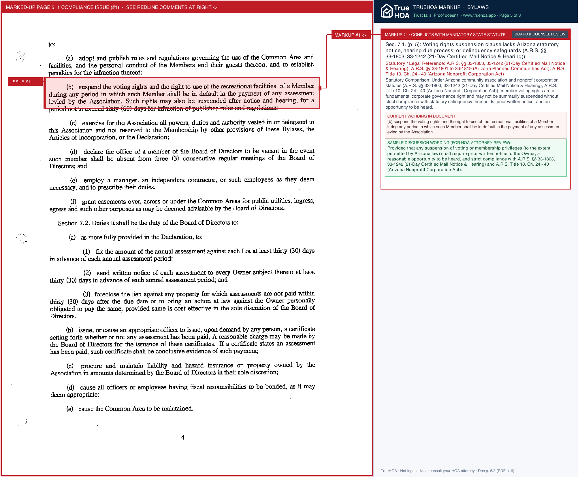 Monte Vista HOA 2004 MTV Amended Bylaws page 5 widened with TrueHOA Crystal AI margin annotations