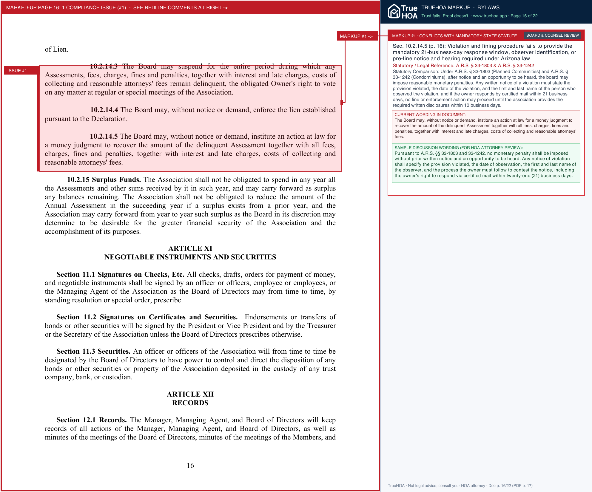 Williamson Valley Ranch Road Association Wvrra Bylaws page 16 widened with TrueHOA Crystal AI margin annotations