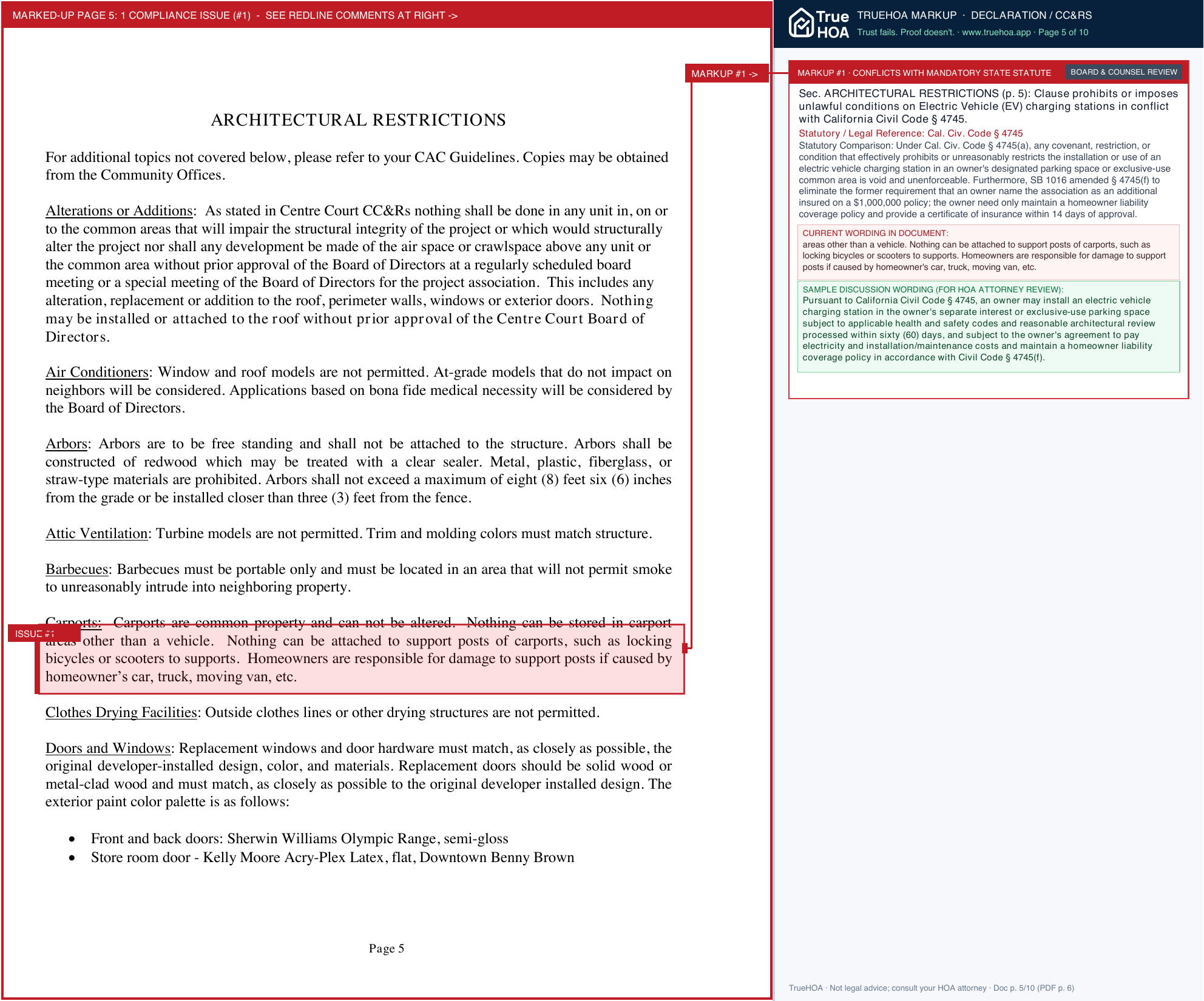Community of Harbor Bay Isle Owners Association CCT Arch 2021 page 5 widened with TrueHOA Crystal AI margin annotations