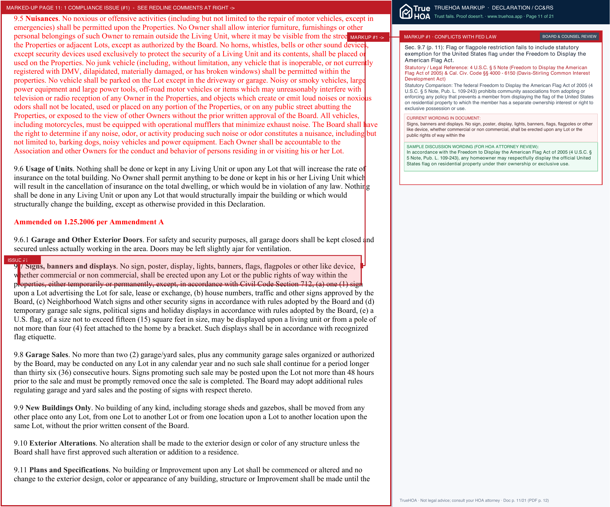 Peacock Hills Senior Community Association Dors With 2006 Amendment page 11 widened with TrueHOA Crystal AI margin annotations