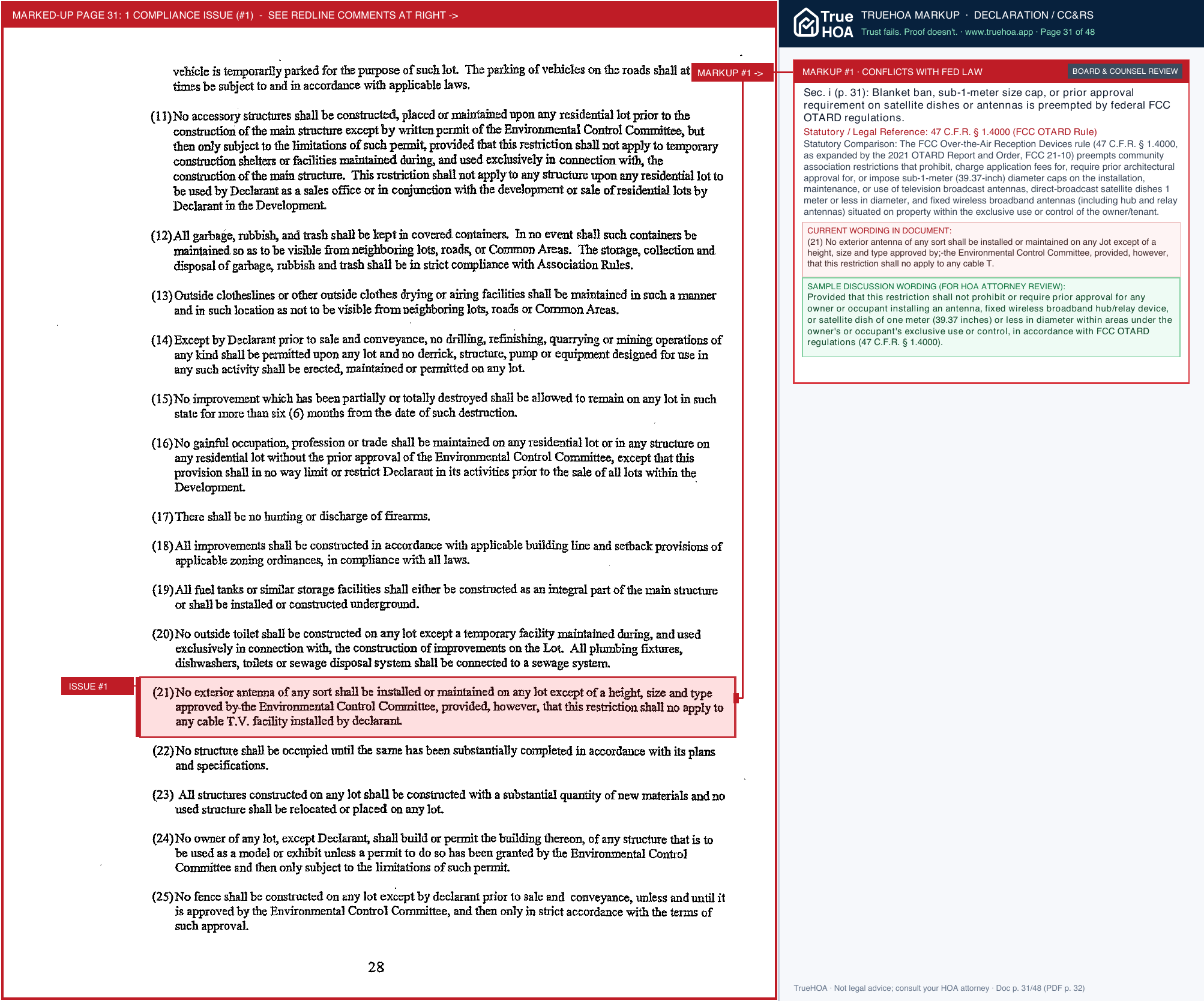 Silver Lakes Association Declaration of Covenants and Restrictions page 31 widened with TrueHOA Crystal AI margin annotations