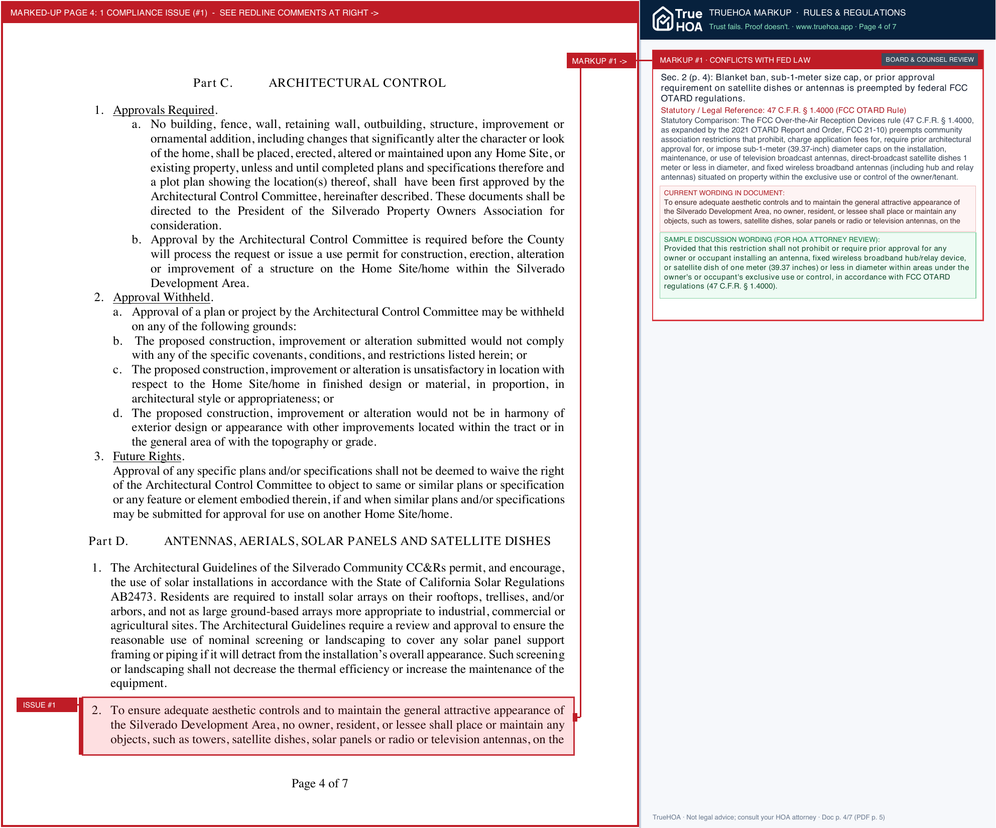 Silverado POA Architectural Control Guidelines Clean Jan 18 2016 page 4 widened with TrueHOA Crystal AI margin annotations