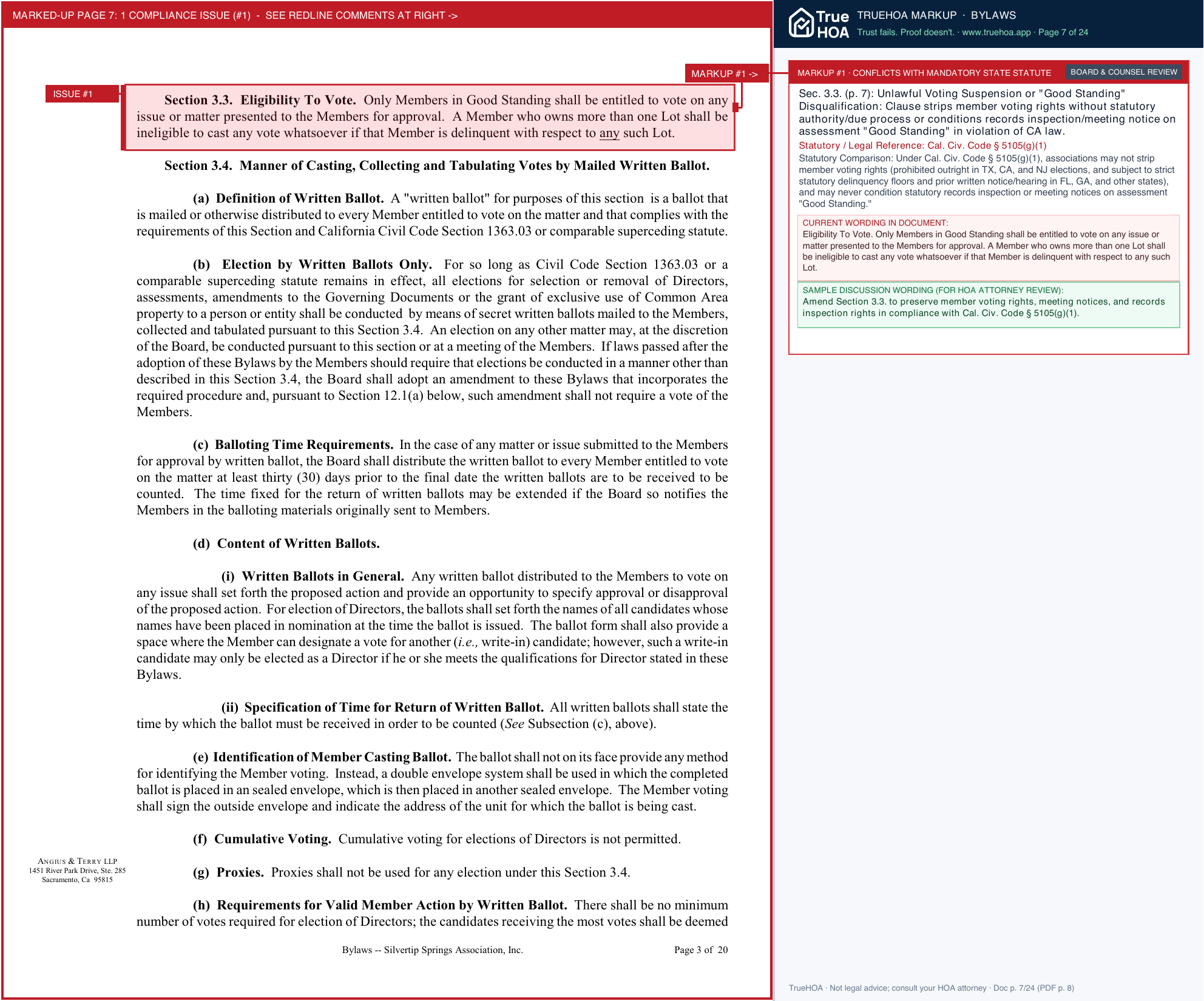 Silvertip Springs Association Final Bylaws page 7 widened with TrueHOA Crystal AI margin annotations
