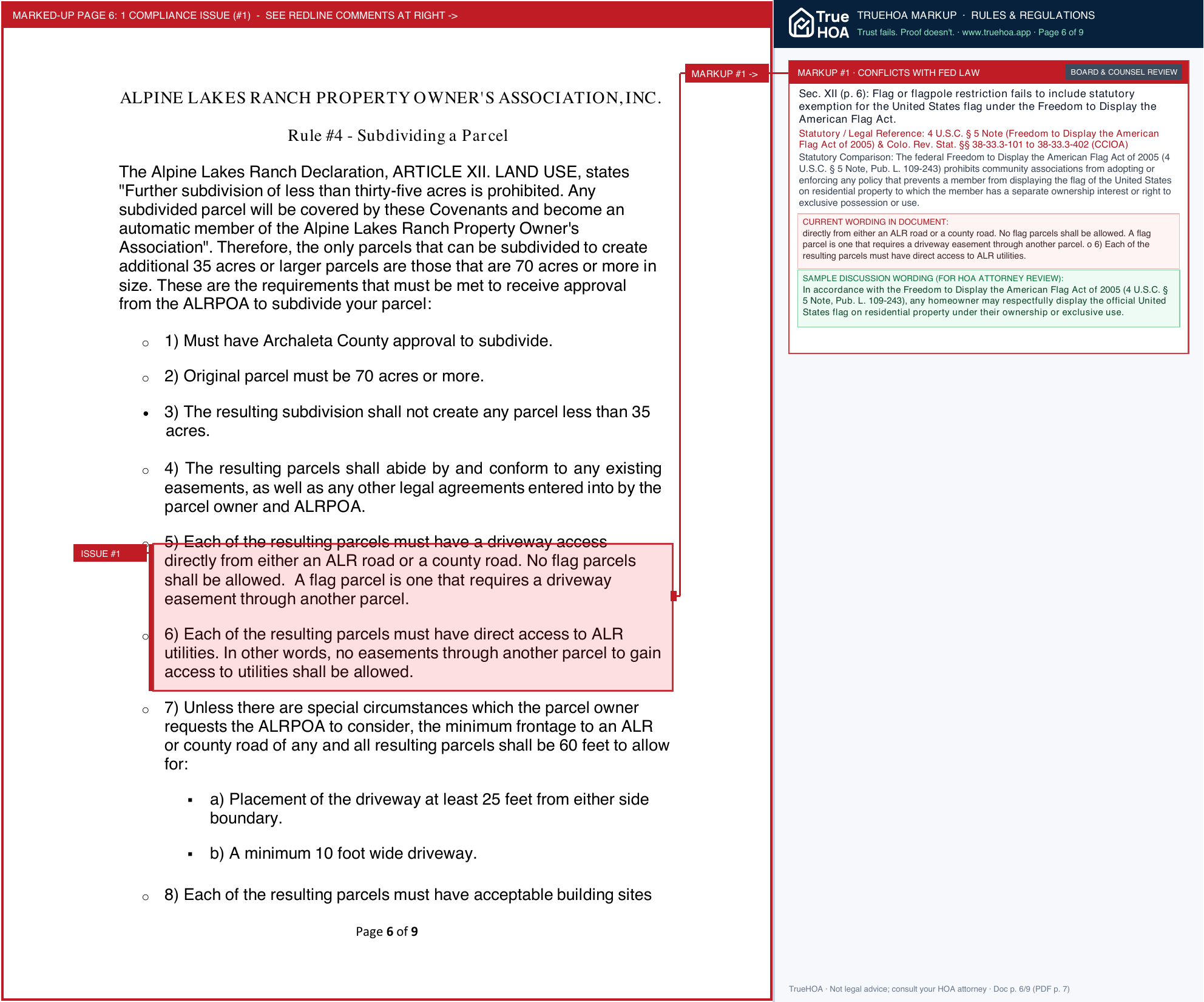 Alpine Lakes Ranch POA POA Rules & Regulations 2024 r2 page 6 widened with TrueHOA Crystal AI margin annotations