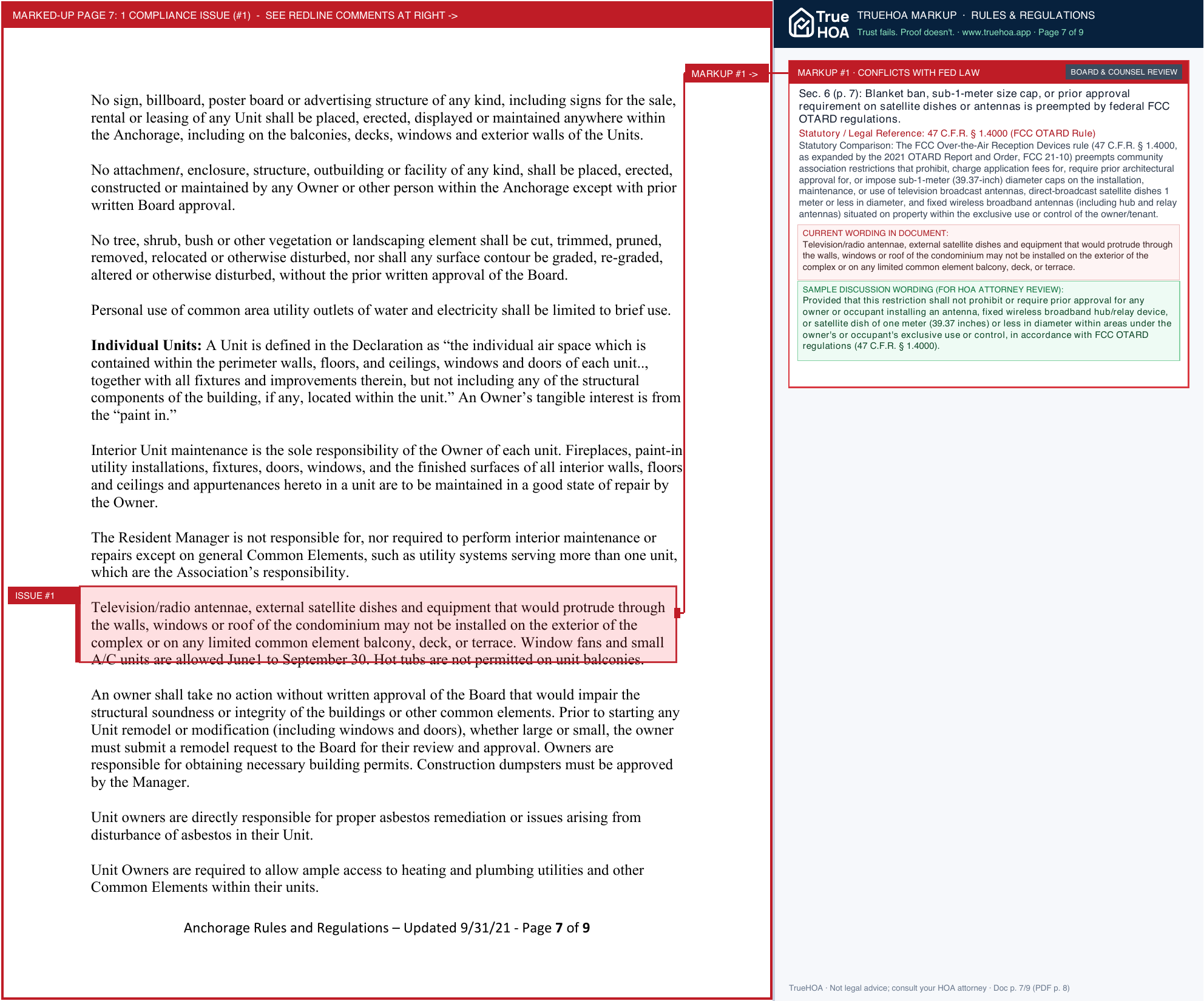 Anchorage East Condominium Association Anchorage Rules Regulations Updated 2024 page 7 widened with TrueHOA Crystal AI margin annotations