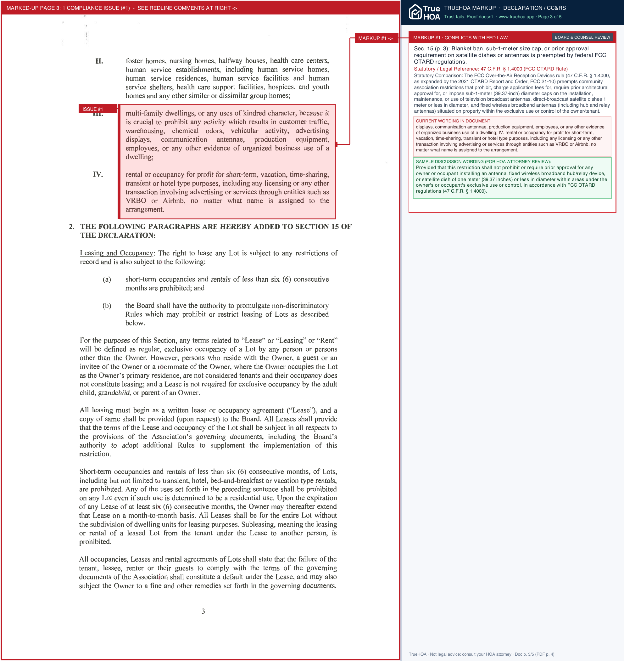 Bent Tree POA First Amendment to AC Declaration recorded searchable PDF page 3 widened with TrueHOA Crystal AI margin annotations