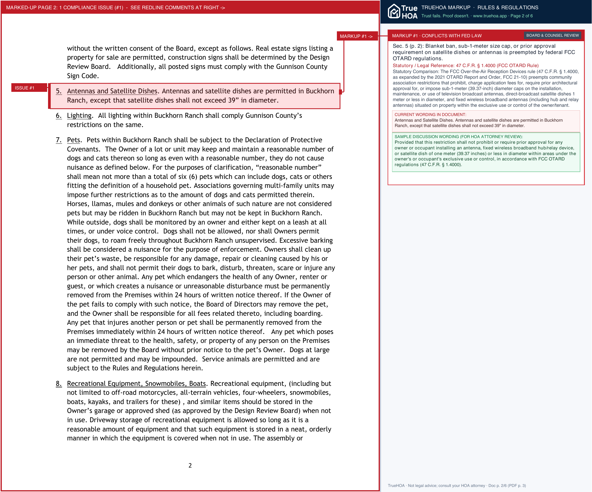 Buckhorn Ranch HOA Rules Regulations 20151 2 page 2 widened with TrueHOA Crystal AI margin annotations