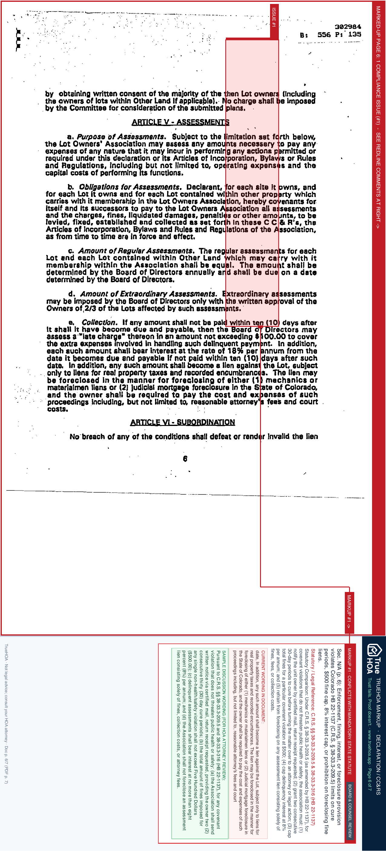 Gurley Lake Ranch Owners Association 1996 Declaration Tracts 1 3 pgmw page 6 widened with TrueHOA Crystal AI margin annotations