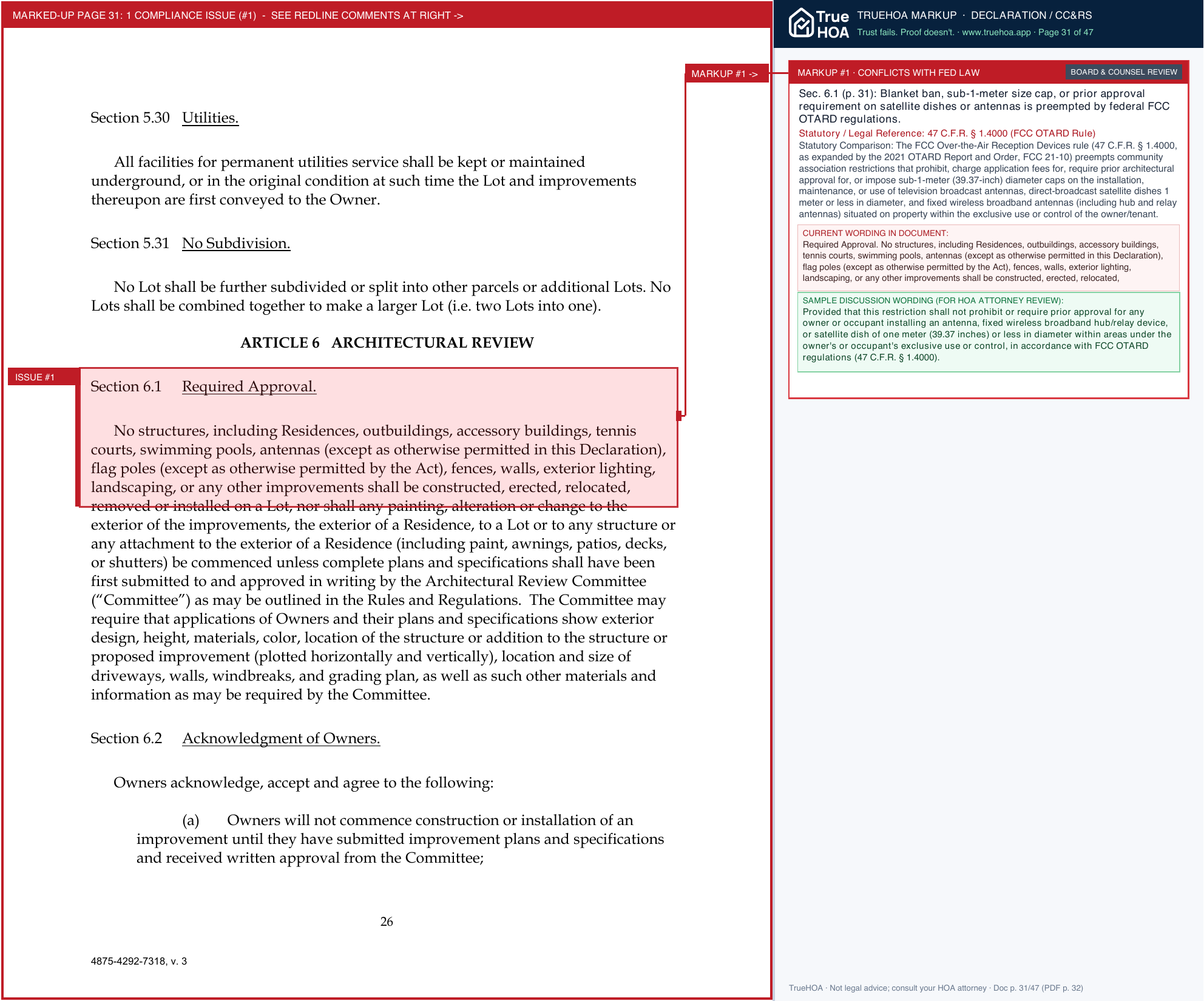 Spanish Trail HOA 2025 Declaration FINAL 1 page 31 widened with TrueHOA Crystal AI margin annotations