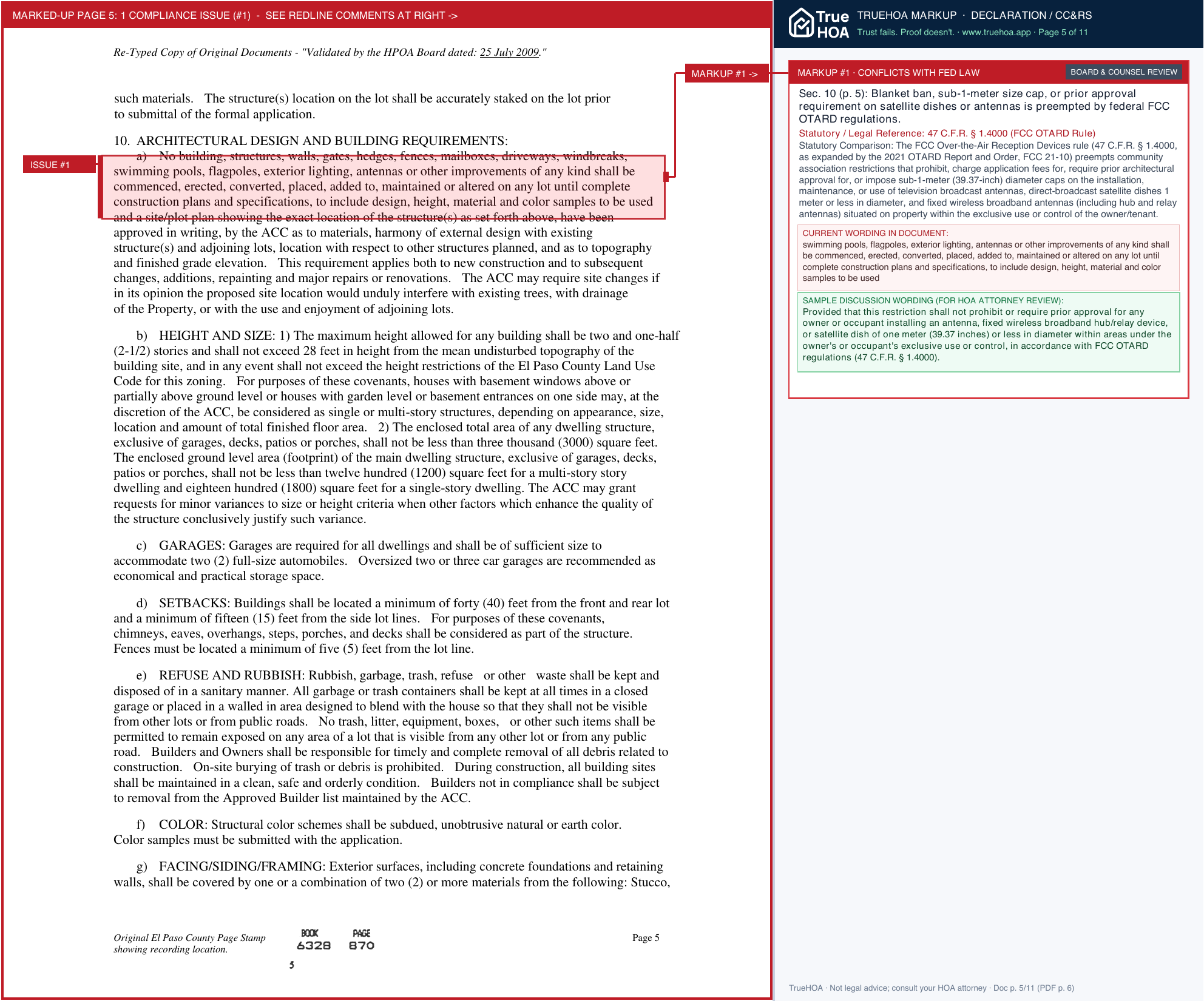 The Heights POA Declaration of Covenants, Conditions & Restrictions page 5 widened with TrueHOA Crystal AI margin annotations