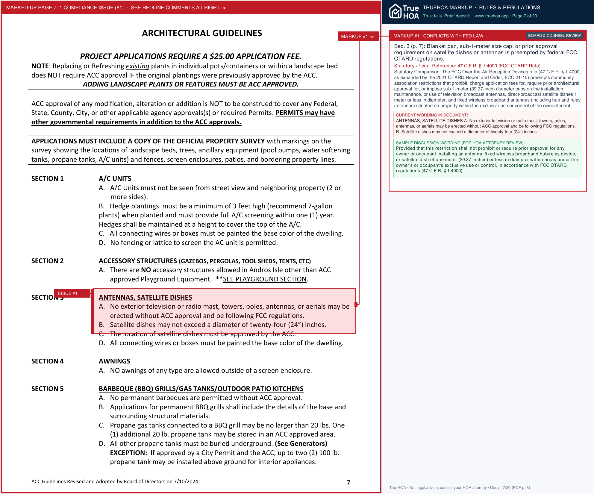 Andros Isle POA ACC Guidelines page 7 widened with TrueHOA Crystal AI margin annotations