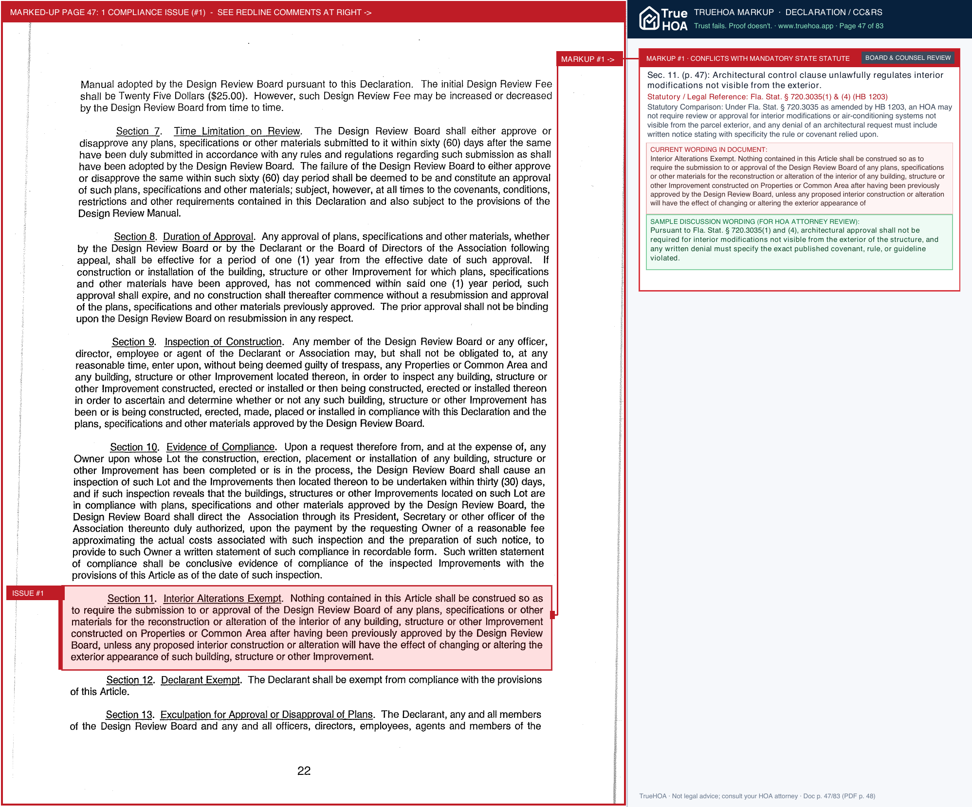 Bahia Lakes HOA BahiaLakesHOA Declaration a6 page 47 widened with TrueHOA Crystal AI margin annotations