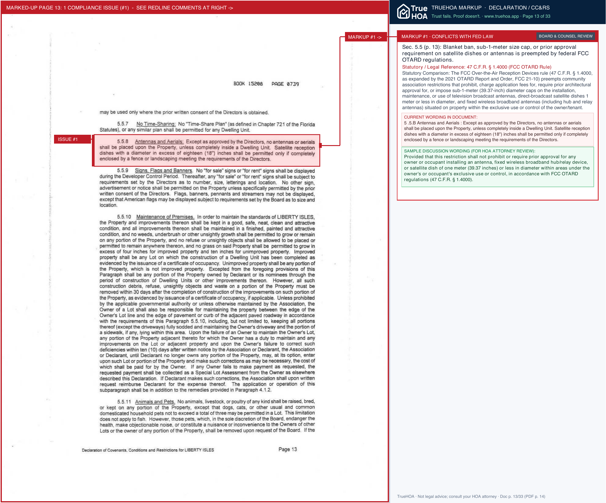 Briar Bay Community Association LIBERTY ISLES DECLARATION OF COVENANTS page 13 widened with TrueHOA Crystal AI margin annotations