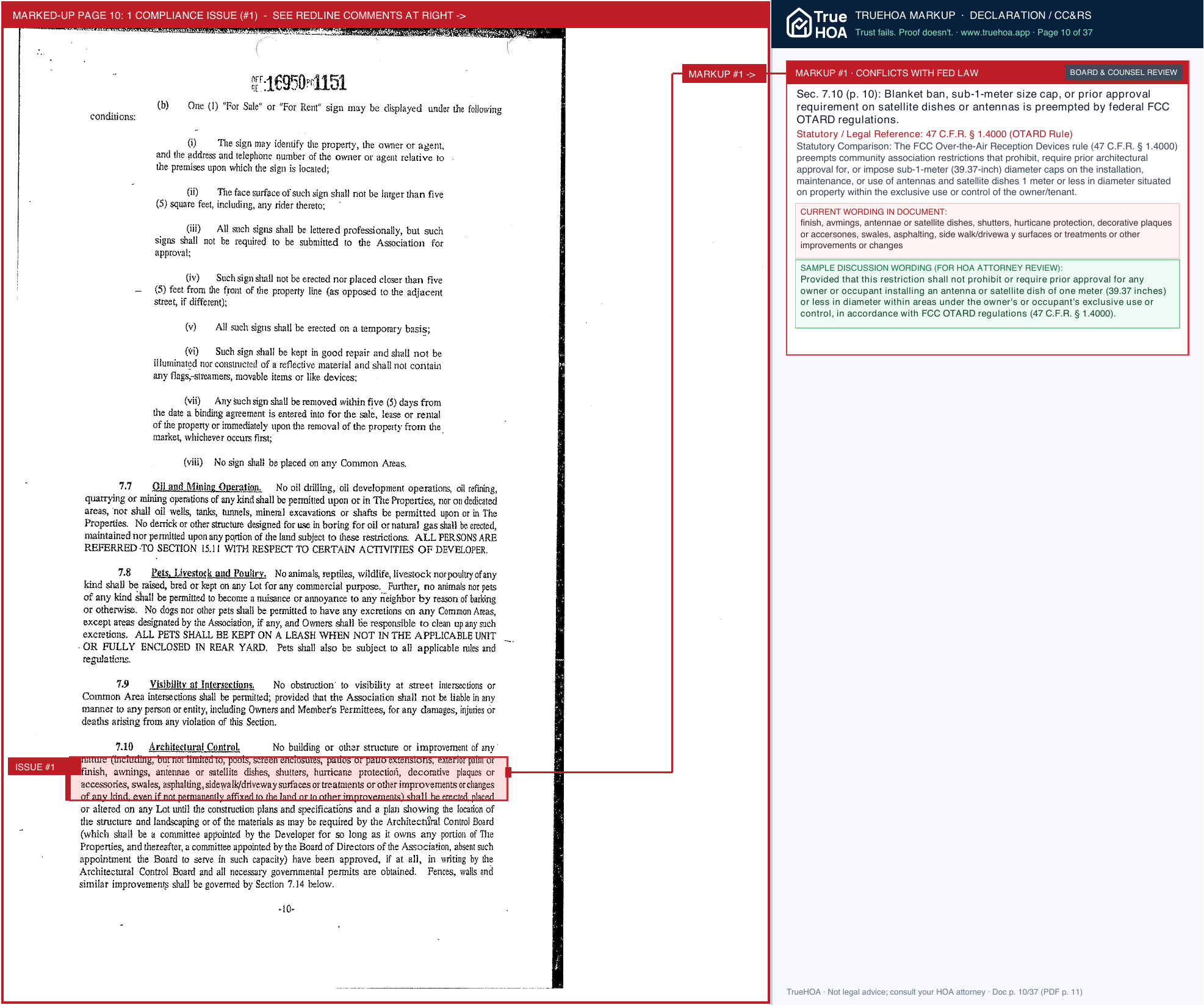 Chelsea Estates HOA 3. Original Dec. of Rest. Prot. Covenants PLHOA page 10 widened with TrueHOA Crystal AI margin annotations