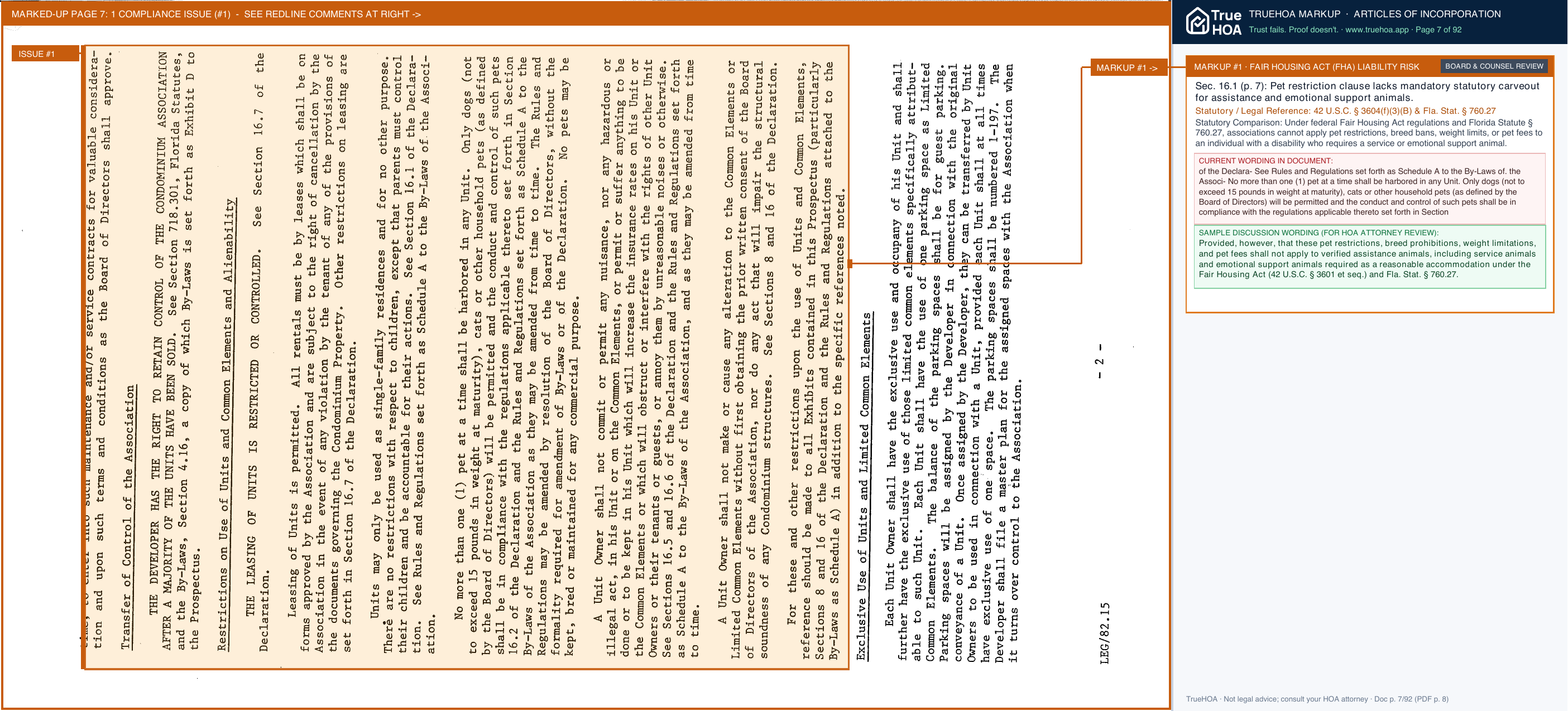 Country Gardens I Condominium Association Articles of Incorporation page 7 widened with TrueHOA Crystal AI margin annotations