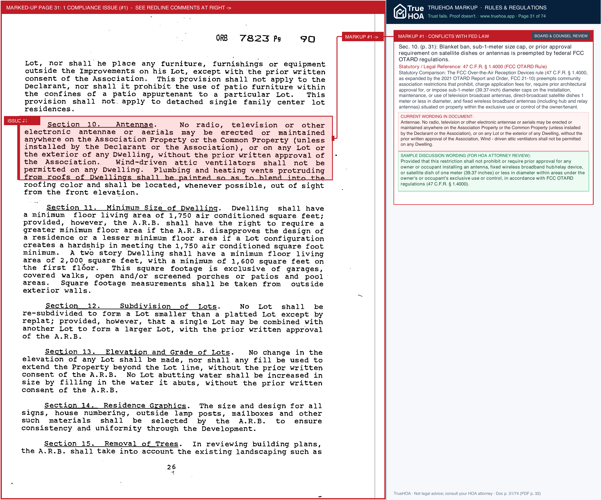 Egret Landing POA Rules, Regulations & Community Standards page 31 widened with TrueHOA Crystal AI margin annotations