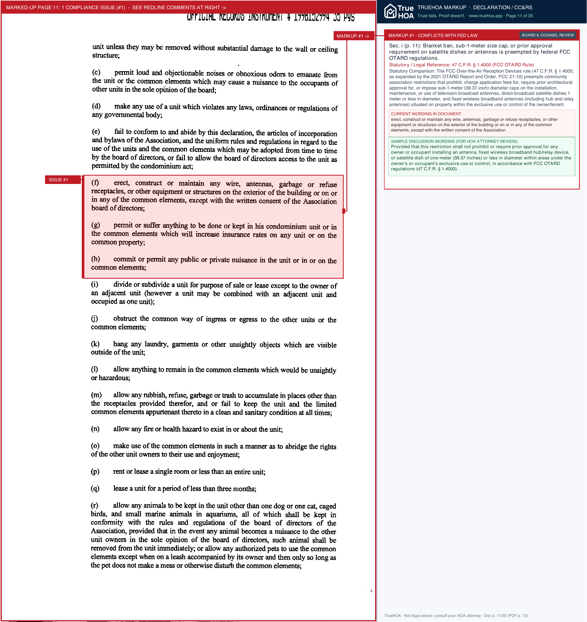 Gardens 4 at Waterside Village Condominium Association G4 DOCS Declaration page 11 widened with TrueHOA Crystal AI margin annotations