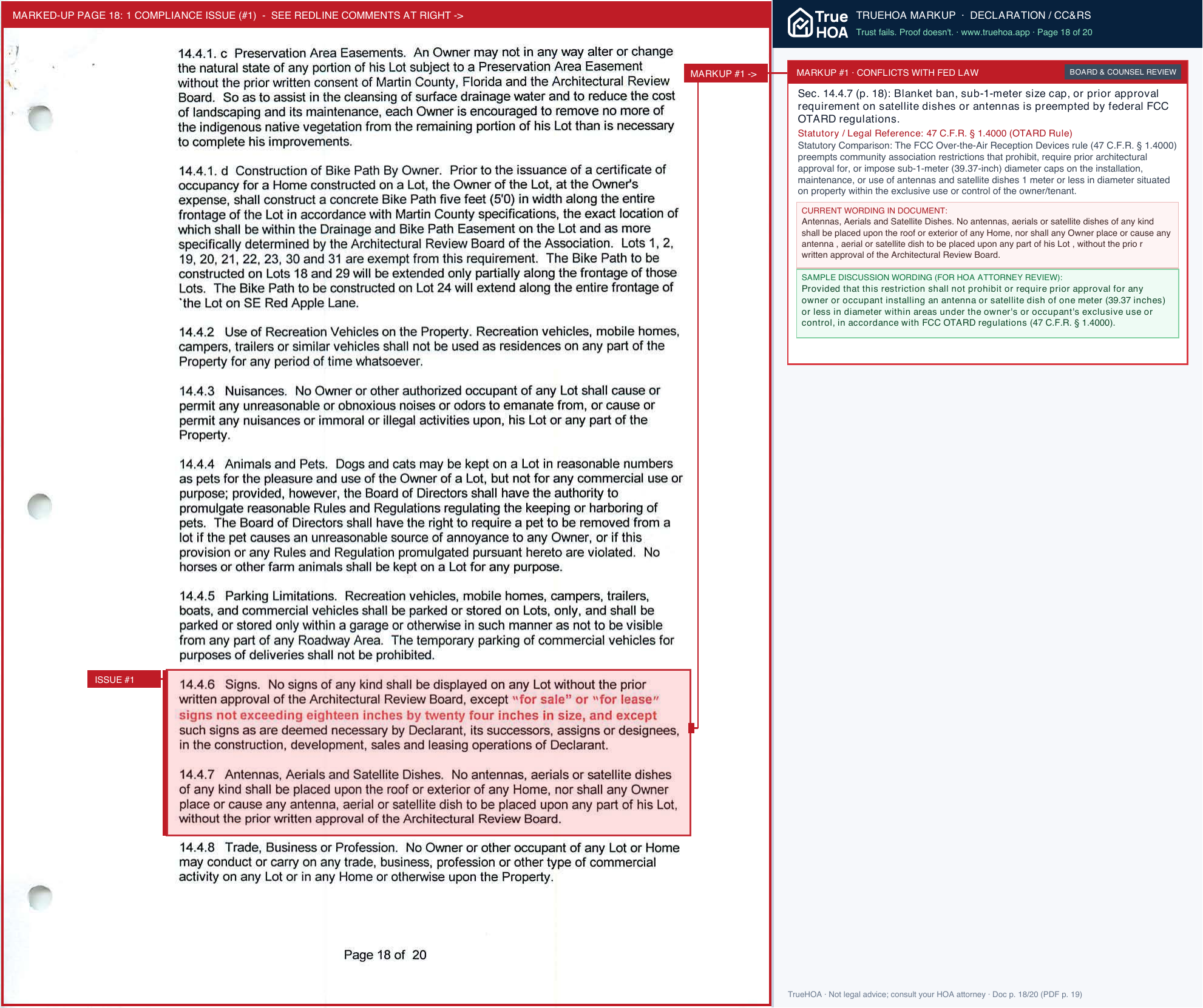 Island Country Estates HOA ICE Covenants Amended 1996 06 27 page 18 widened with TrueHOA Crystal AI margin annotations