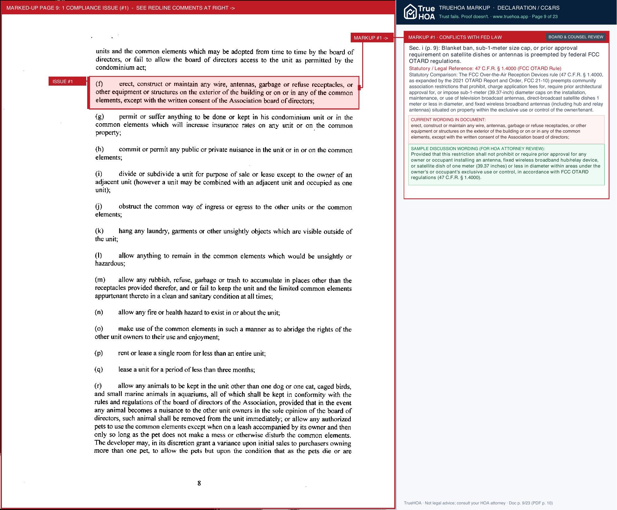 Kensington Preserve Condominium Association KP Docs Declaration of Condominium page 9 widened with TrueHOA Crystal AI margin annotations