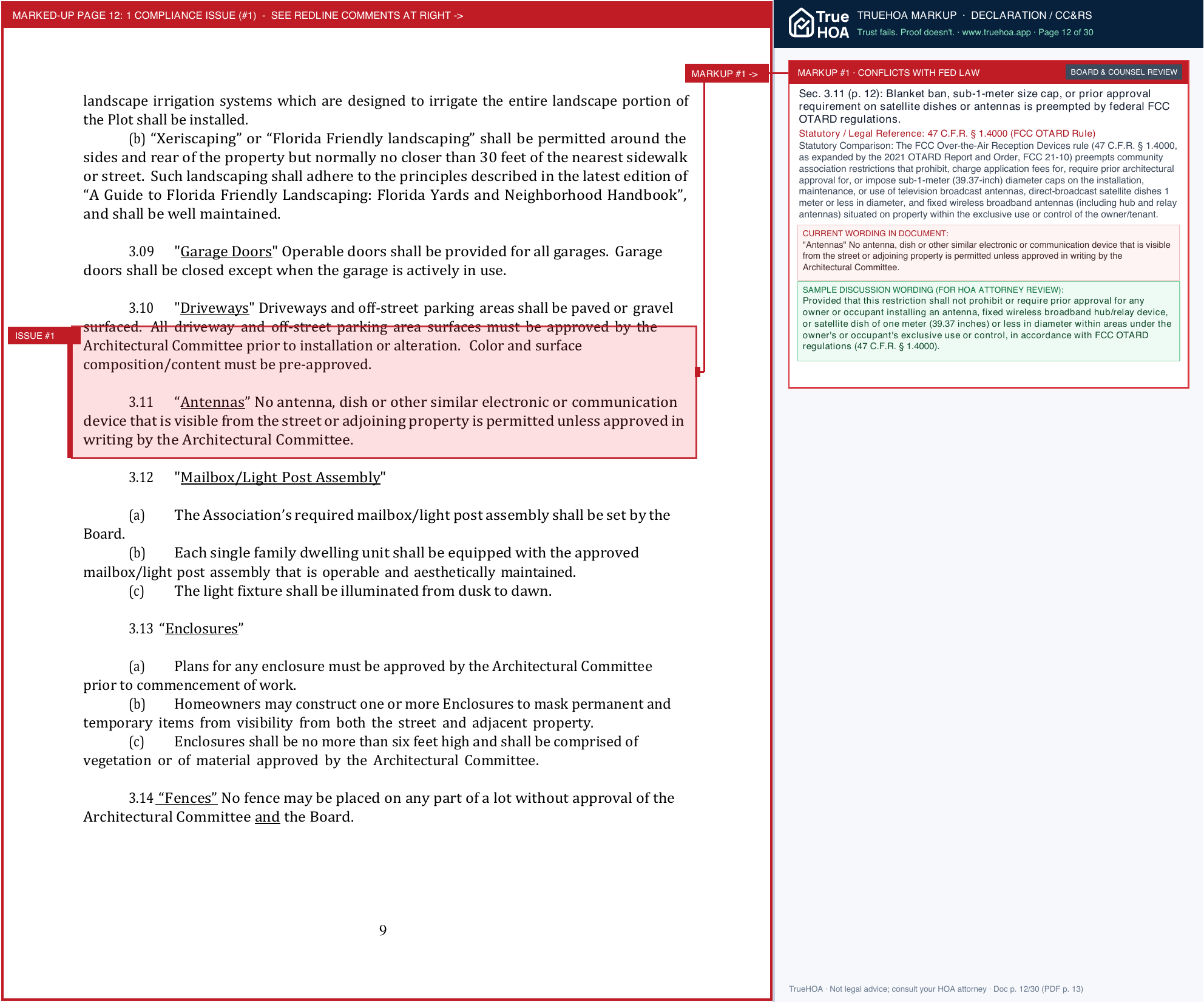 Lely Country Club POA LCCPOA Covenants 2024 1 page 12 widened with TrueHOA Crystal AI margin annotations