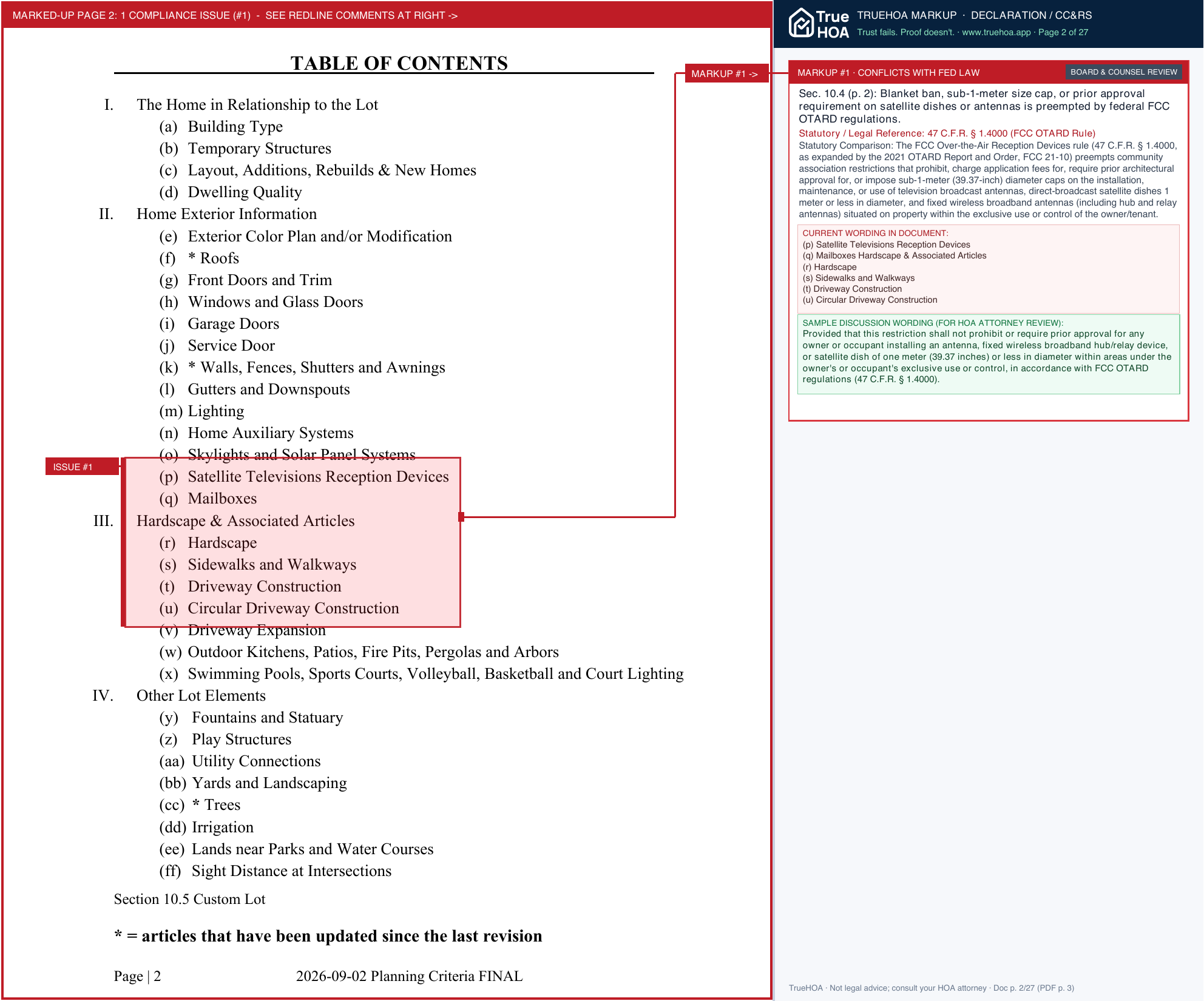 Magnolia Plantation HOA 2026 09 02 Planning Criteria FINAL page 2 widened with TrueHOA Crystal AI margin annotations