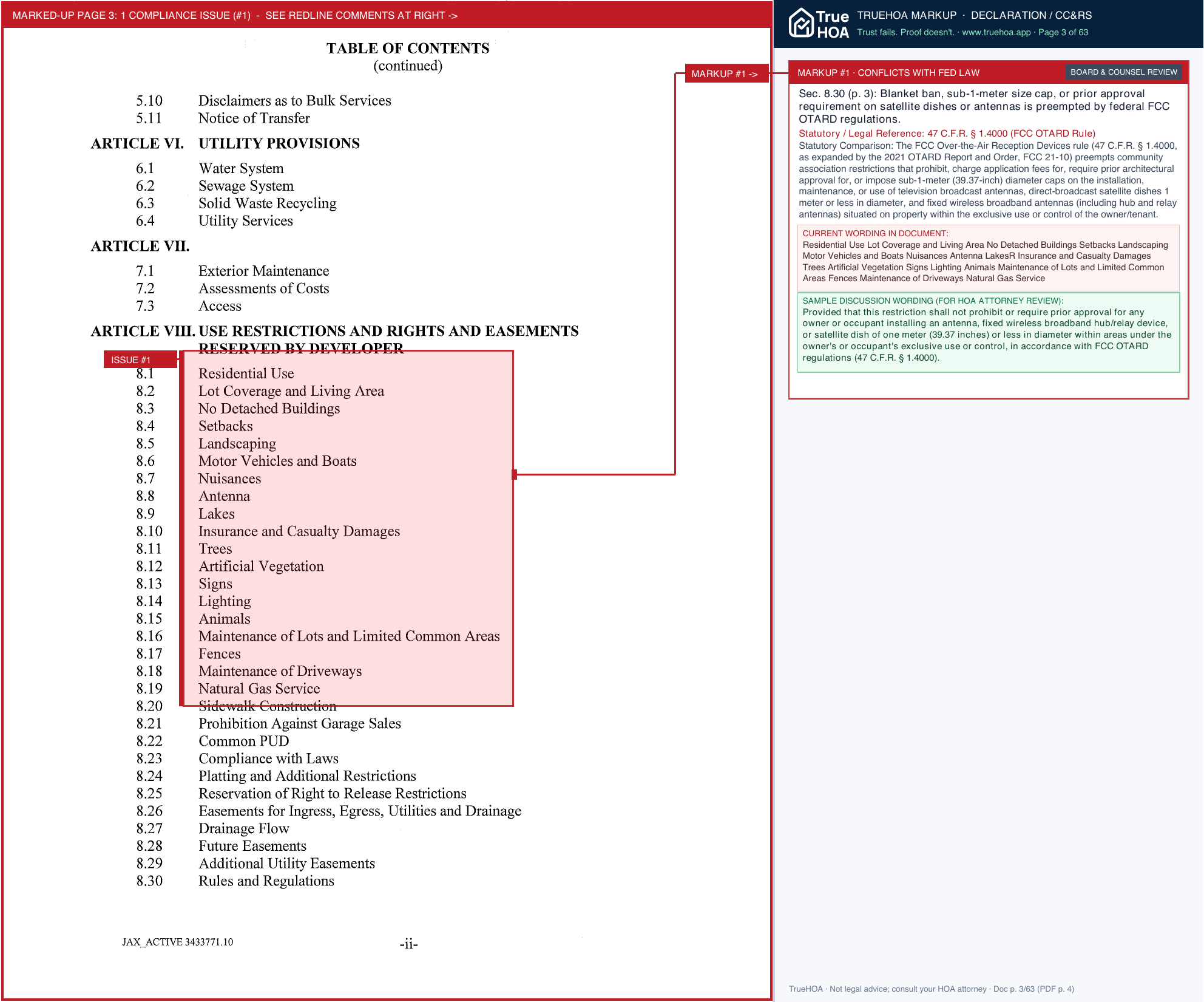 Markland POA Markland Poa Declaration Of Covenants Restrictions 10.14.15 page 3 widened with TrueHOA Crystal AI margin annotations