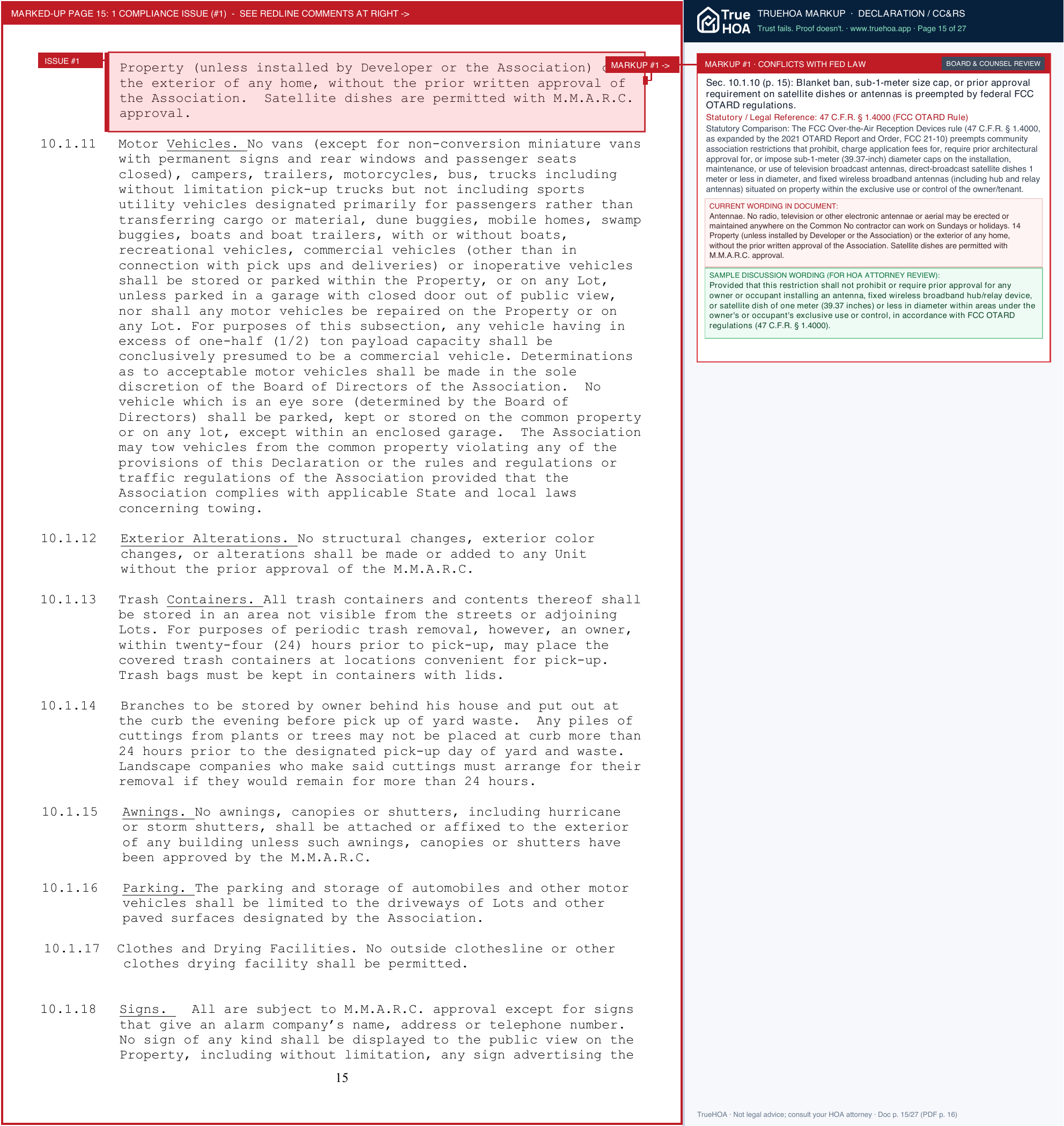 Muirhead Estates HOA Muirhead Estates Covenants and Restrictions page 15 widened with TrueHOA Crystal AI margin annotations