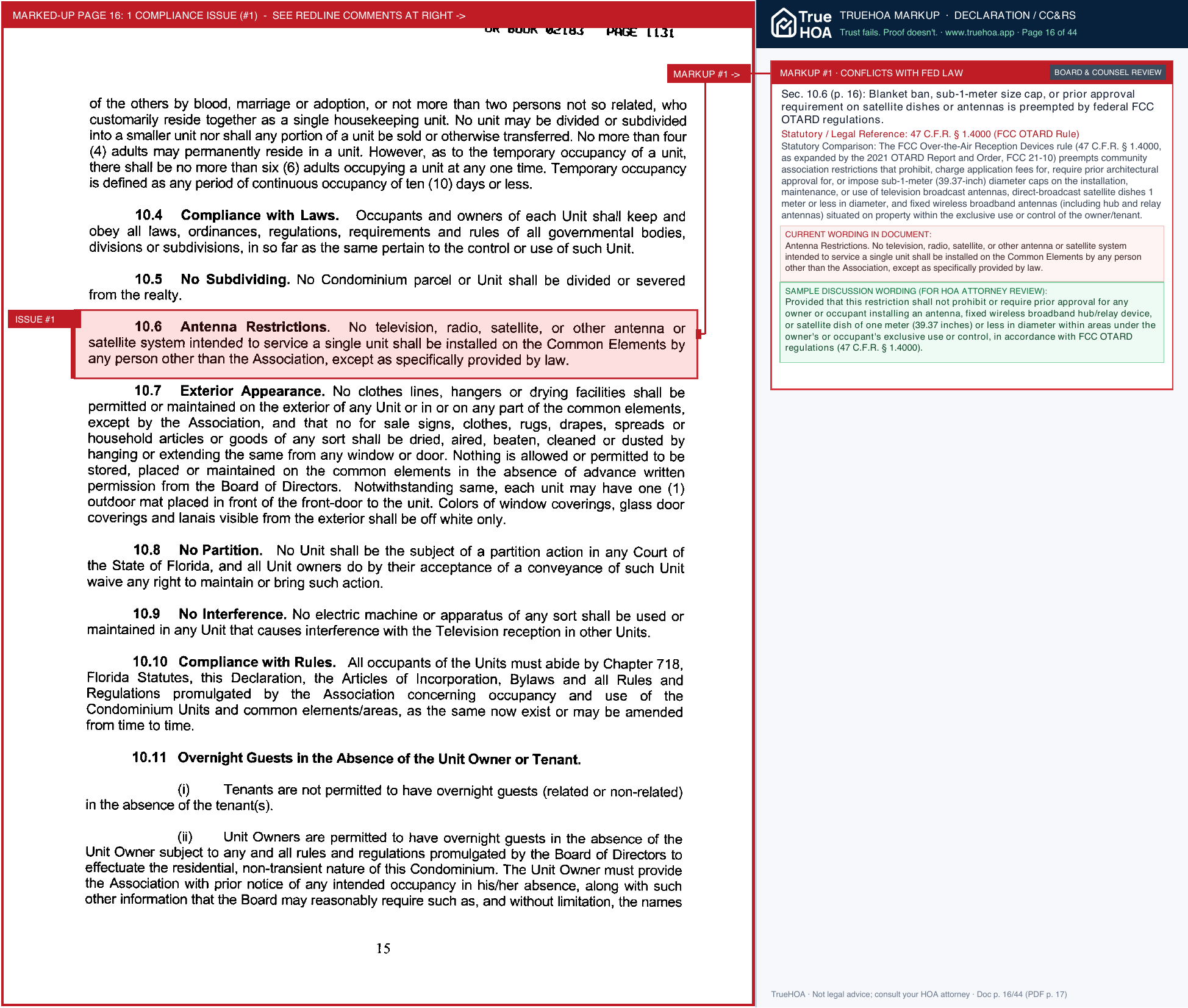 Pelican Landing Condominium Association PL Doc 3 Declaration of Condo v2 Amended and Restated 2003 page 16 widened with TrueHOA Crystal AI margin annotations