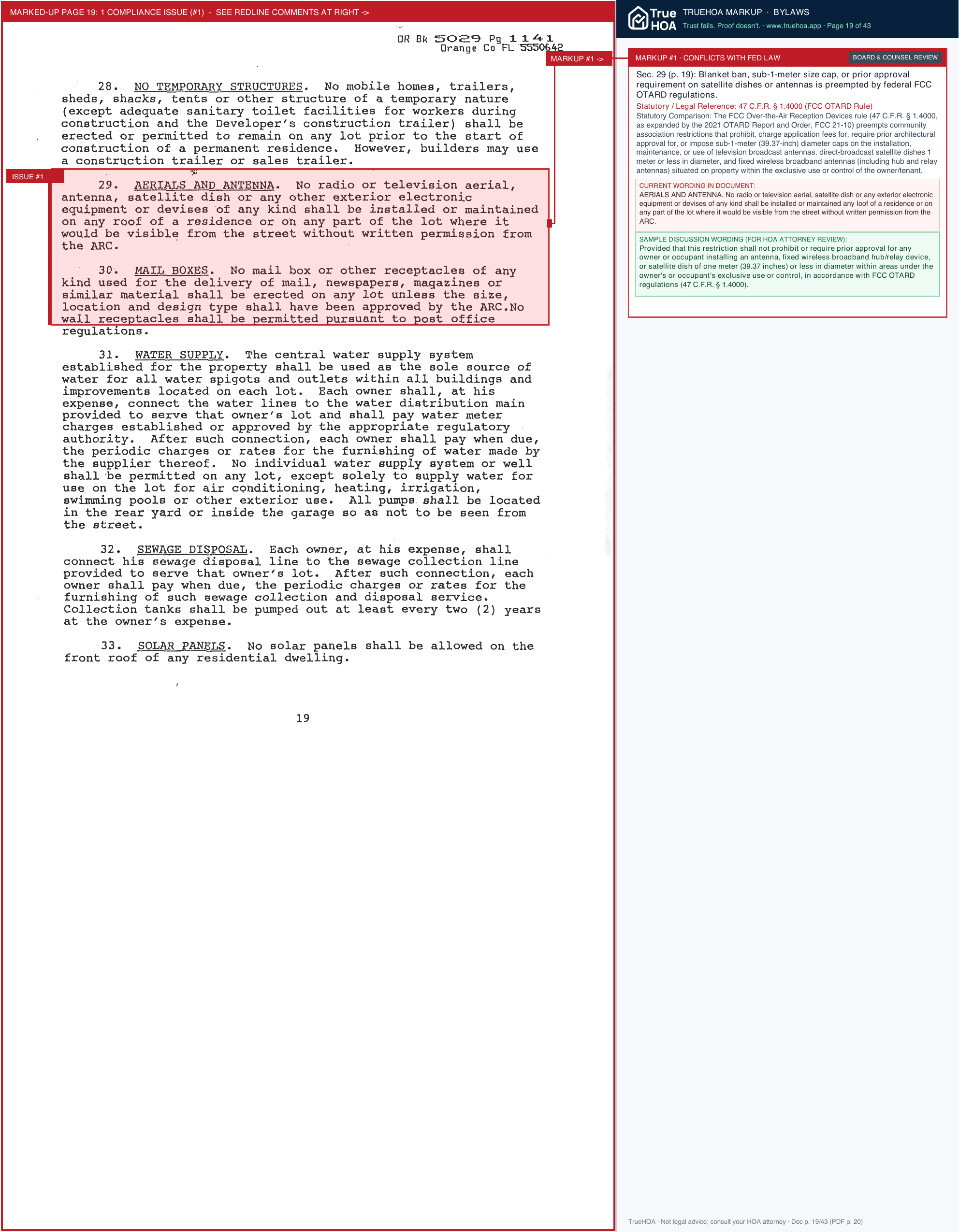 River Oaks Landing HOA Original CCRs and Bylaw Documents page 19 widened with TrueHOA Crystal AI margin annotations