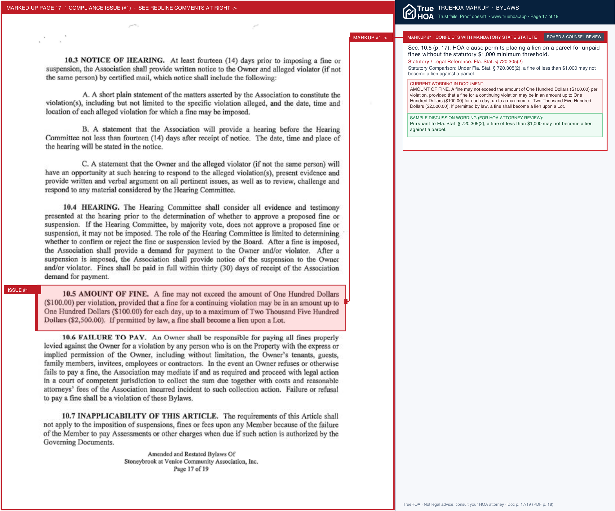 Stoneybrook at Venice Community Association SBV Docs Bylaws Amended and Restated compressed page 17 widened with TrueHOA Crystal AI margin annotations