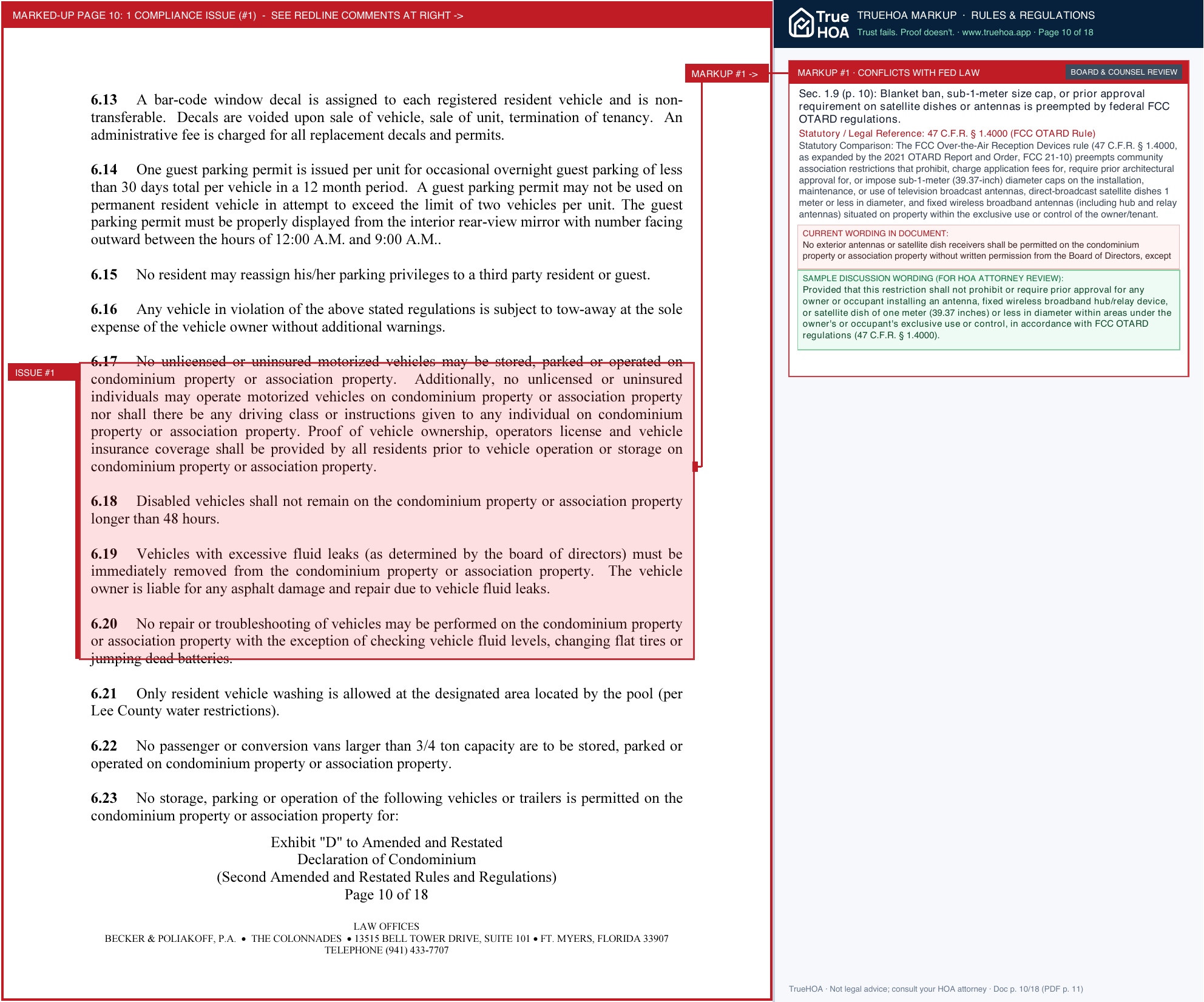 Summerlin Woods Condominium Association Summerlin Woord Third Amended Rules And Regulations 1 page 10 widened with TrueHOA Crystal AI margin annotations