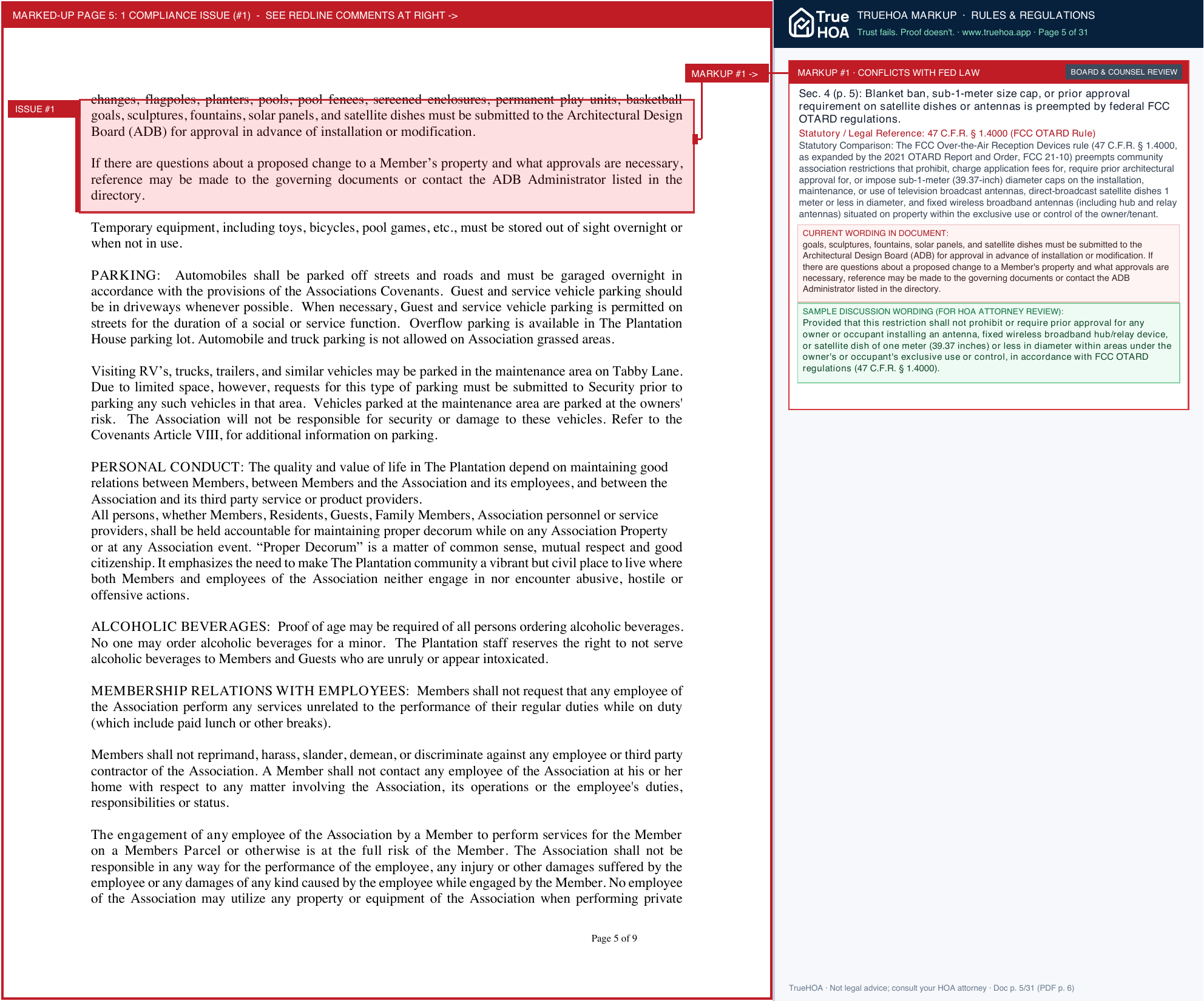 The Plantation at Ponte Vedra Beach Association Plantation Rules and Regulations Updated 6.25.24 page 5 widened with TrueHOA Crystal AI margin annotations