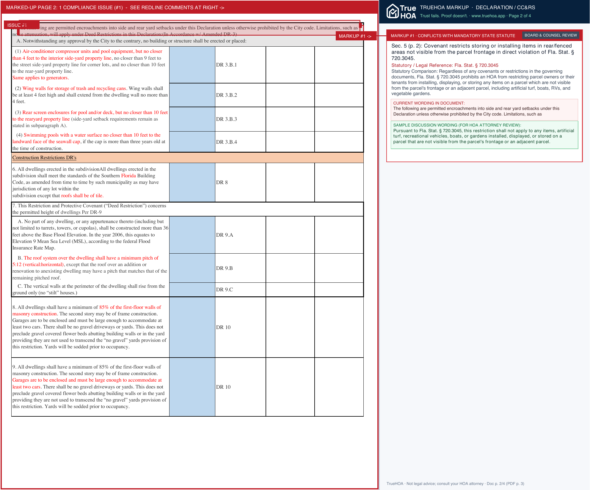 Venetian Isles HOA New Construction Checklist As Of 4 25 2023 page 2 widened with TrueHOA Crystal AI margin annotations