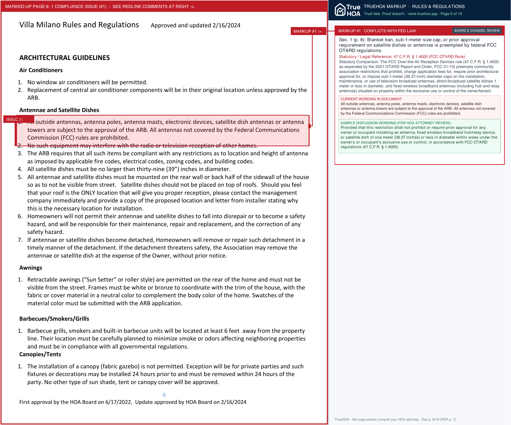 Villa Milano HOA Villa Milano HOA Rules and Regulations Approved and Updated Version 02 16 2024 page 6 widened with TrueHOA Crystal AI margin annotations