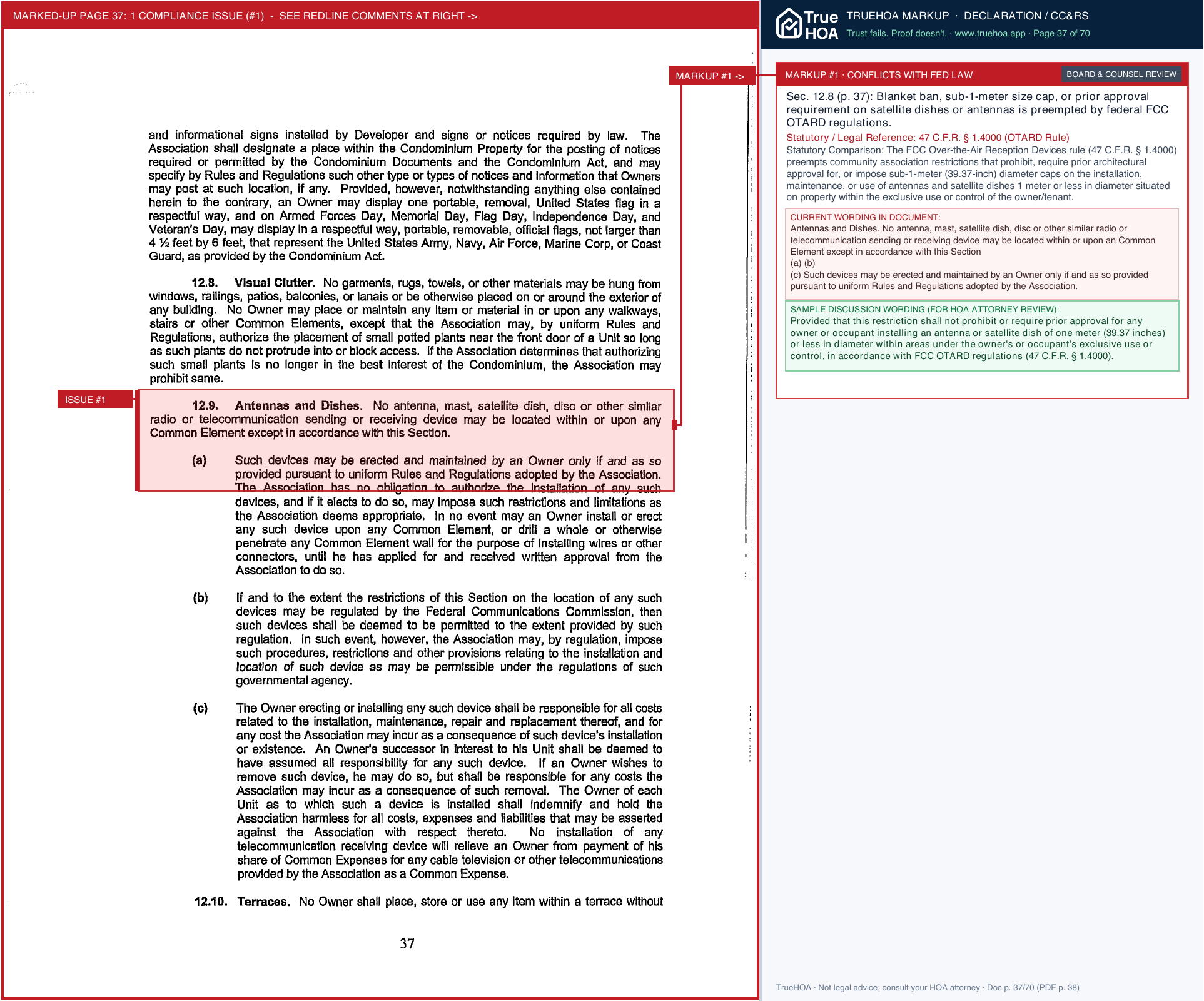 Watercrest Condominium Association Declaration of Condominium page 37 widened with TrueHOA Crystal AI margin annotations