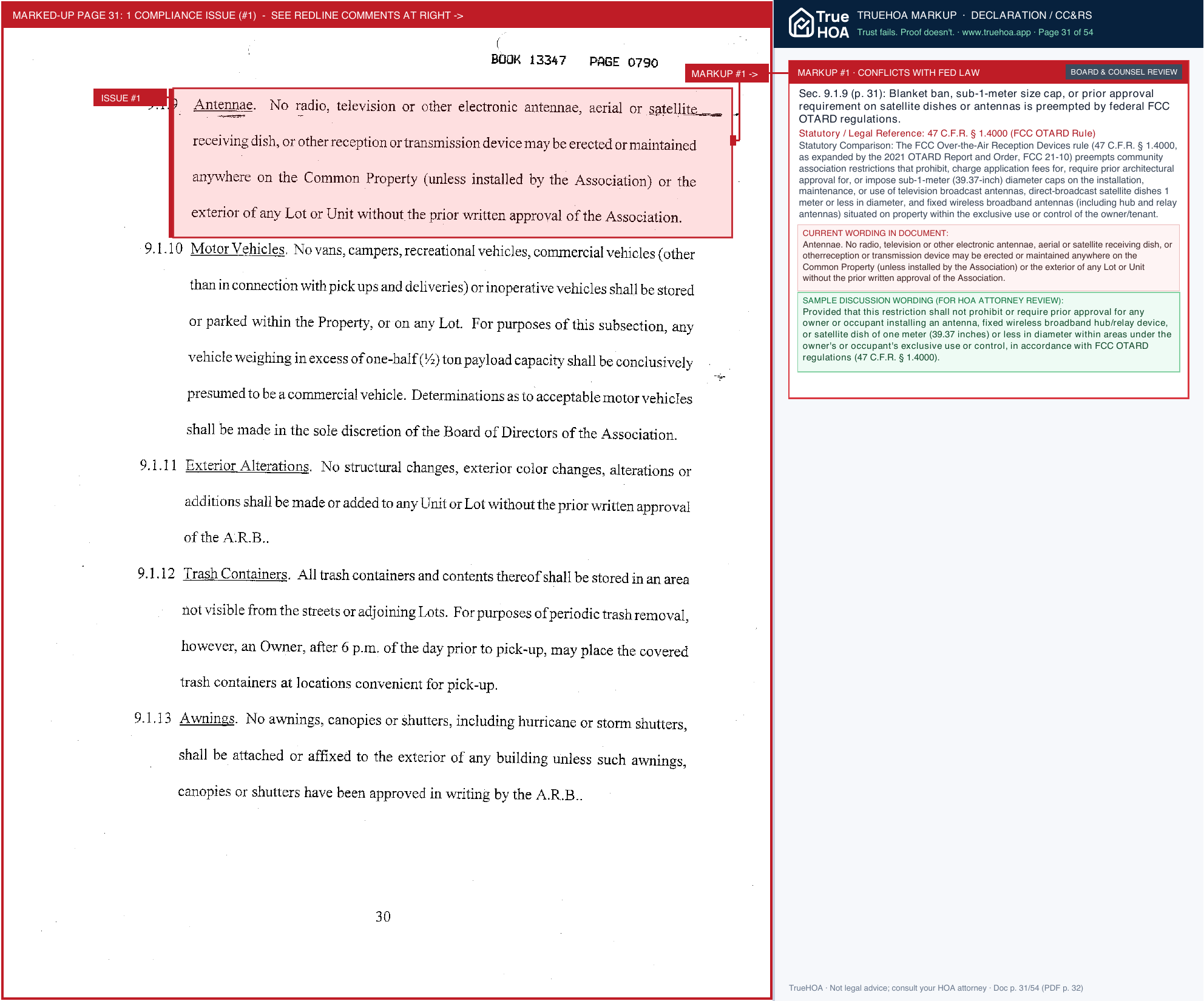Waterford at Aberdeen HOA Waterford Declaration Of Covenants Restrictions page 31 widened with TrueHOA Crystal AI margin annotations