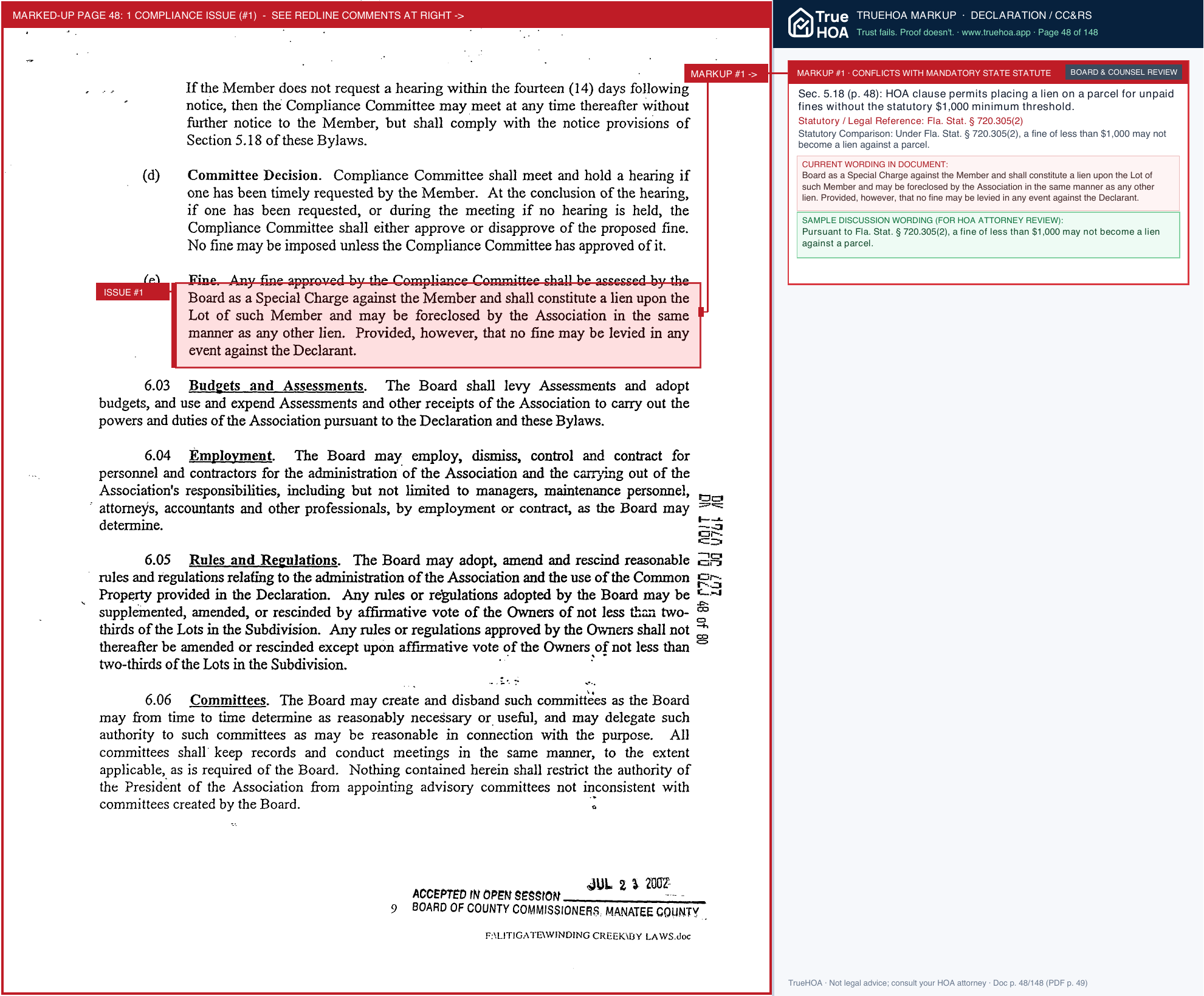 Winding Creek HOA Combined and Searchable page 48 widened with TrueHOA Crystal AI margin annotations