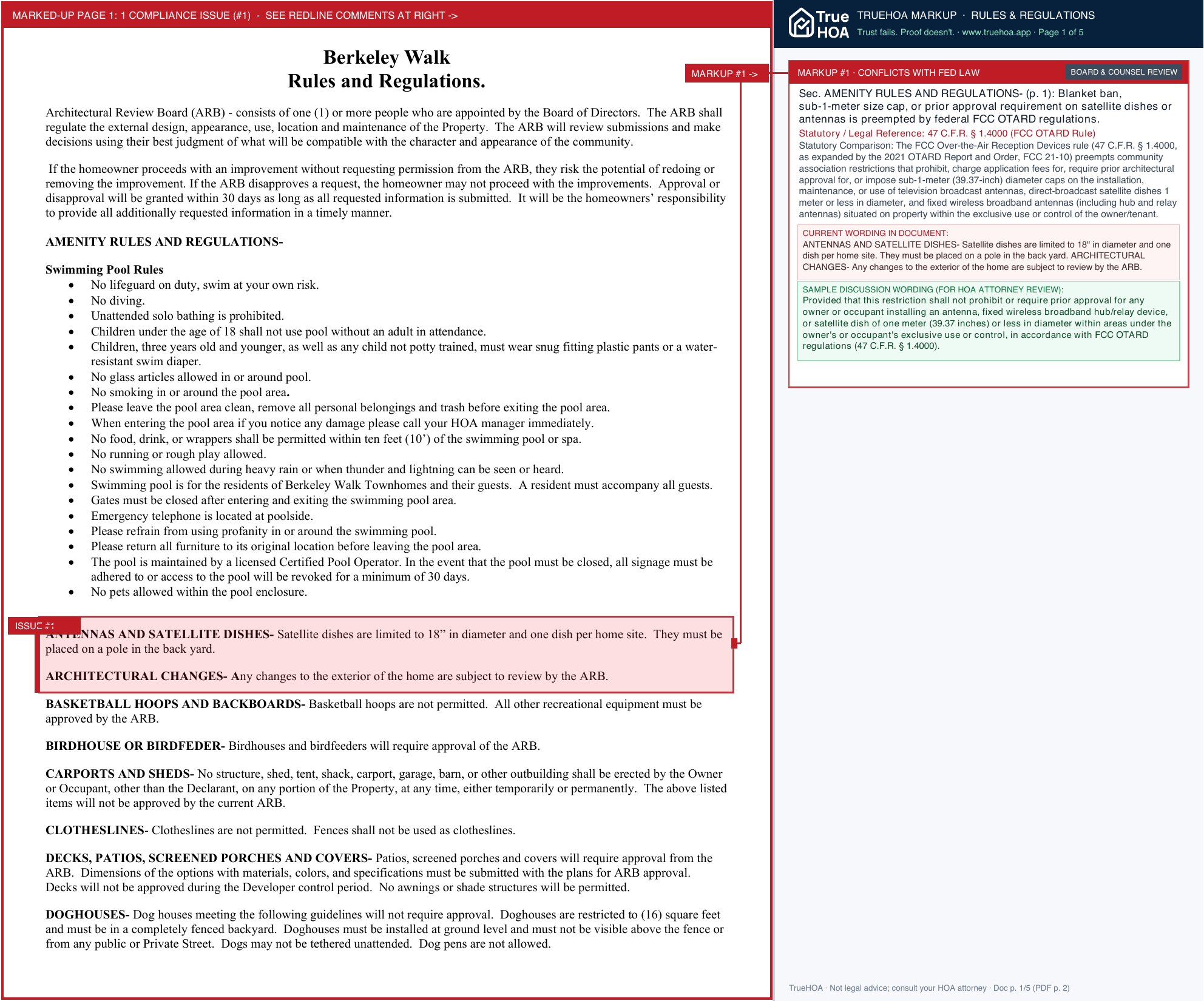 Berkeley Walk HOA Rules and Regulation 9.9.2025 page 1 widened with TrueHOA Crystal AI margin annotations