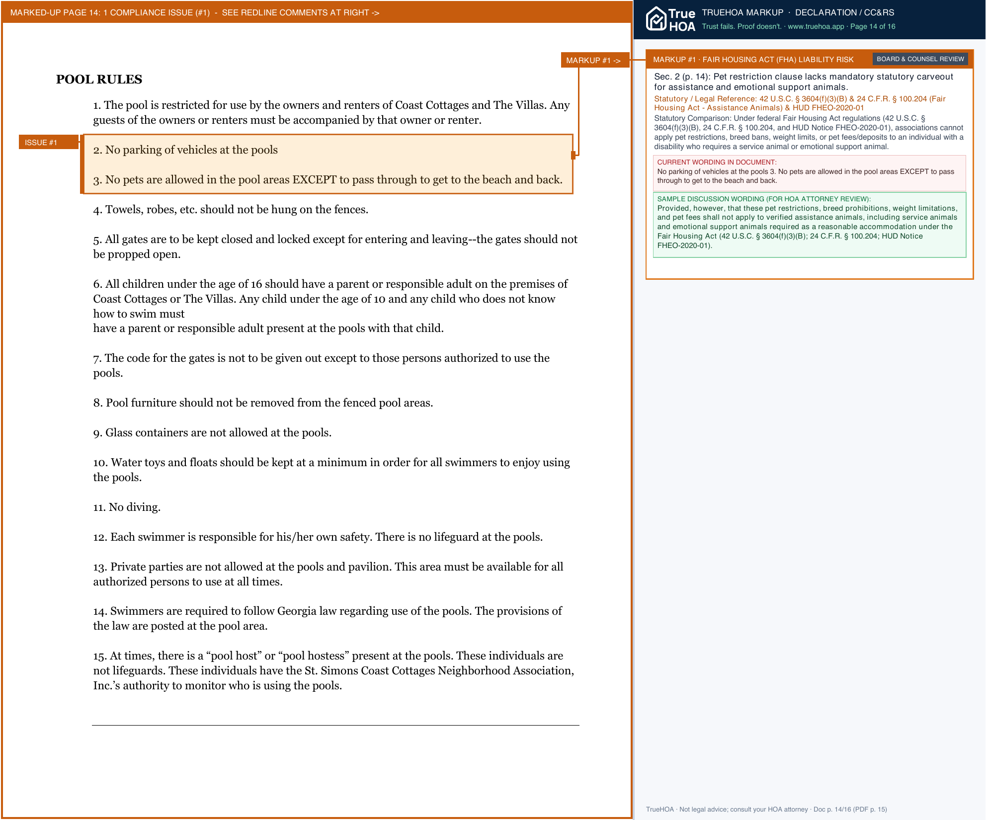 Coast Cottages at St. Simons Neighborhood Association Consolidation of Additional Use Restrictions and Rules 2025 02 04 rev page 14 widened with TrueHOA Crystal AI margin annotations