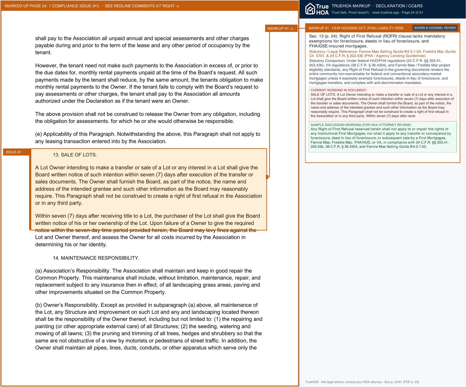 Country Walk HOA Country Walk Covenants page 24 widened with TrueHOA Crystal AI margin annotations