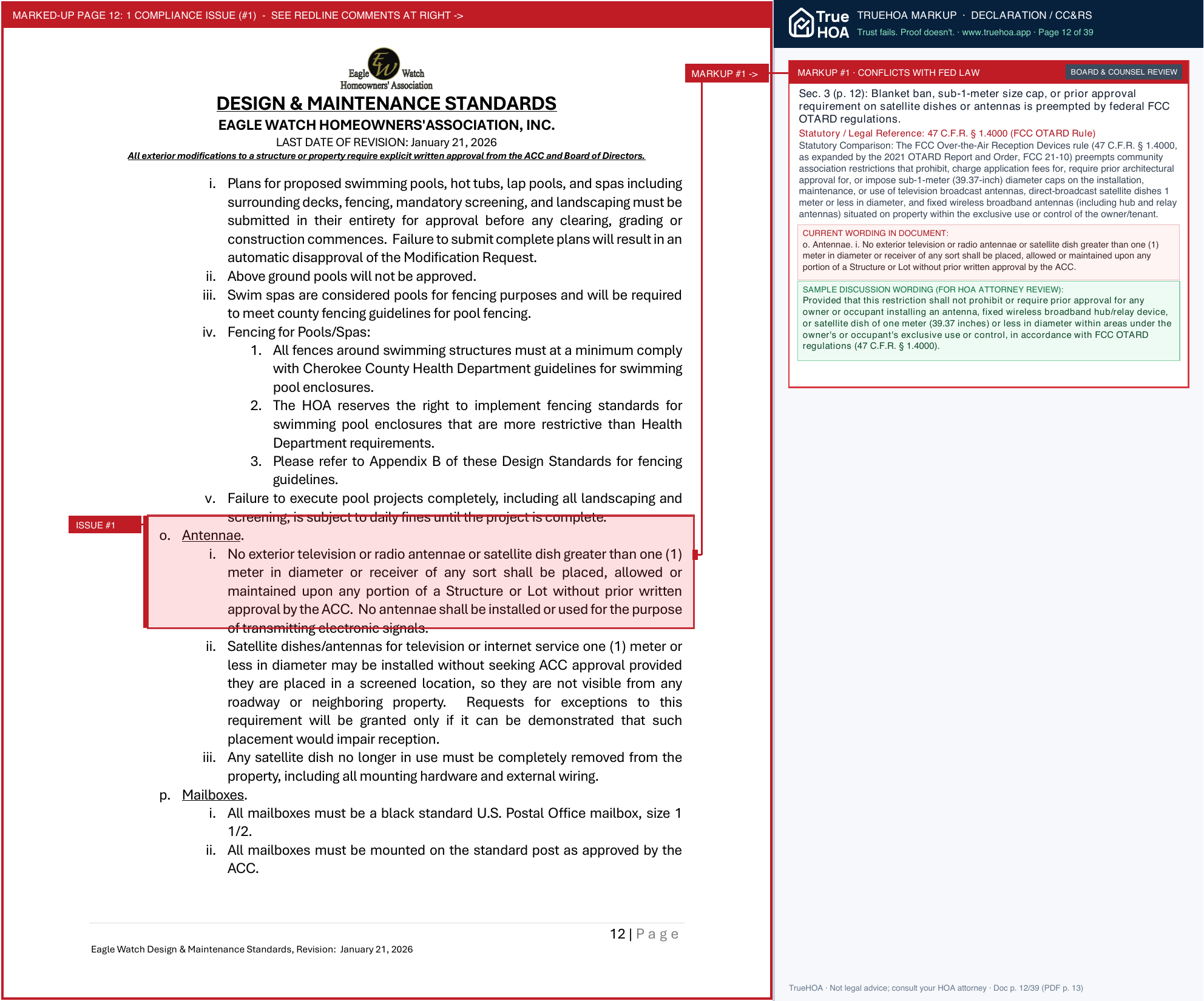Eagle Watch Community HOA DesignStandards1 21 26 CURRENT page 12 widened with TrueHOA Crystal AI margin annotations