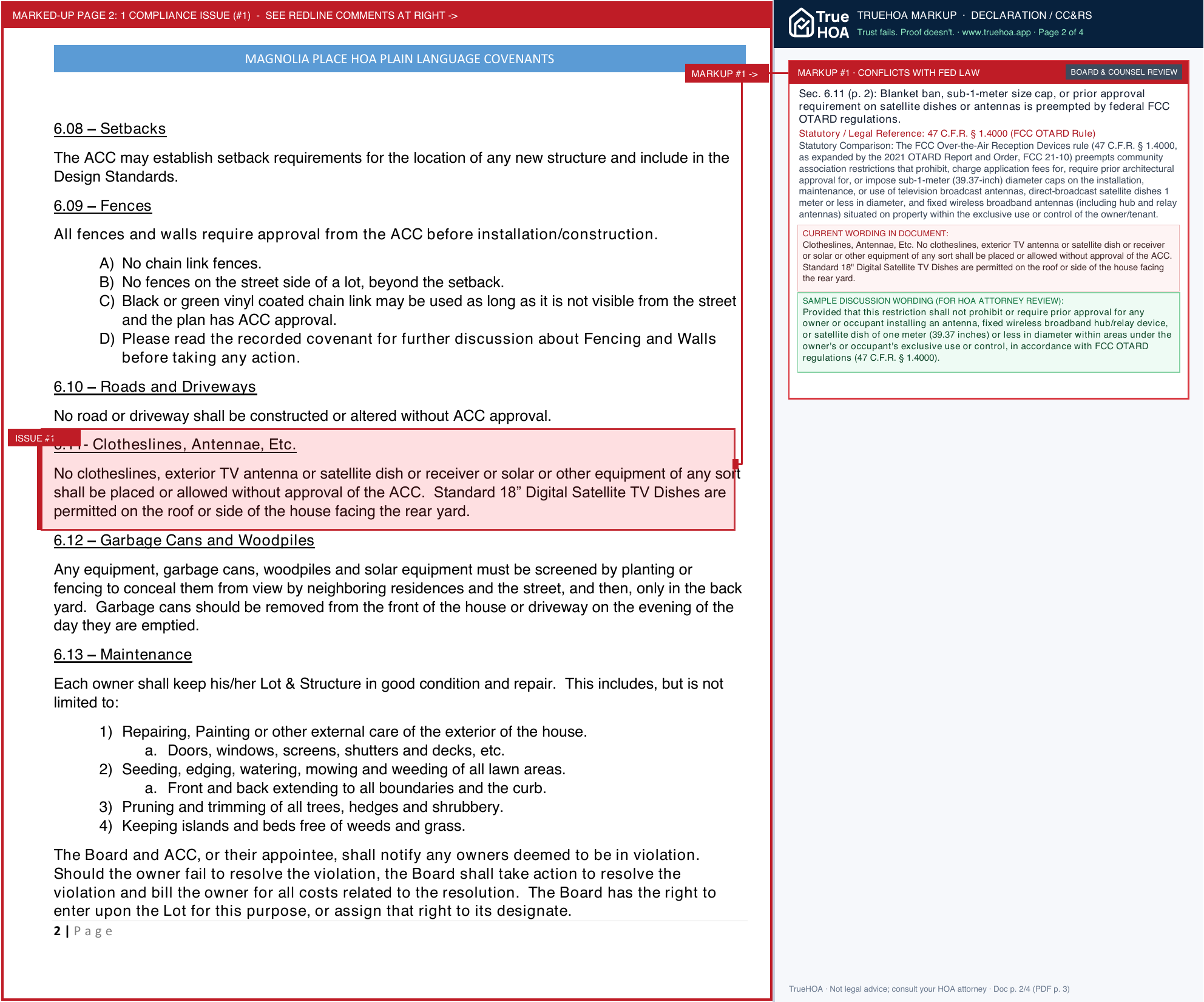 Magnolia Place HOA Magnolia Place HOA plain language covenants 00000002 page 2 widened with TrueHOA Crystal AI margin annotations