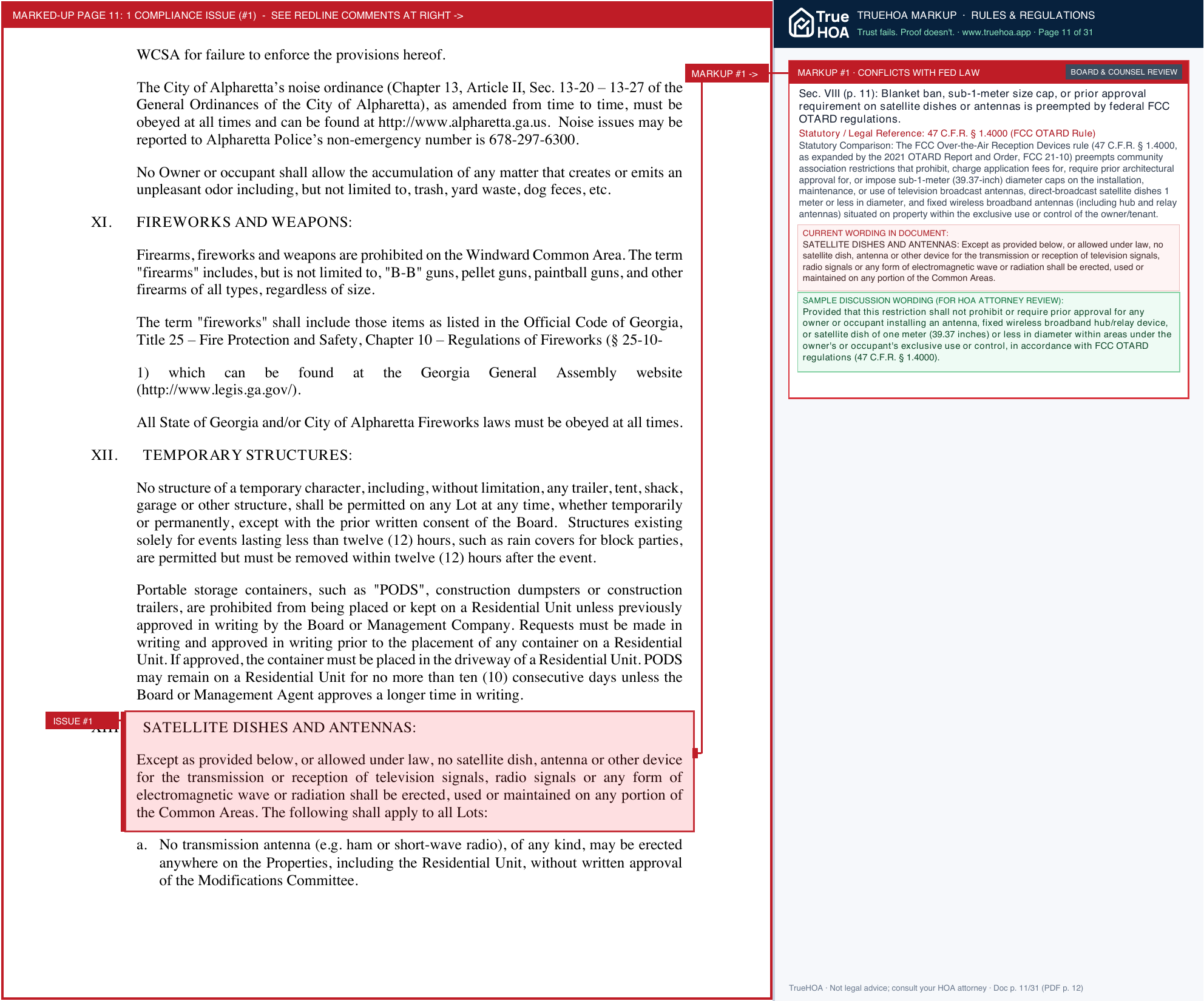 Windward Community Services Association Rules and Regs fy7g page 11 widened with TrueHOA Crystal AI margin annotations