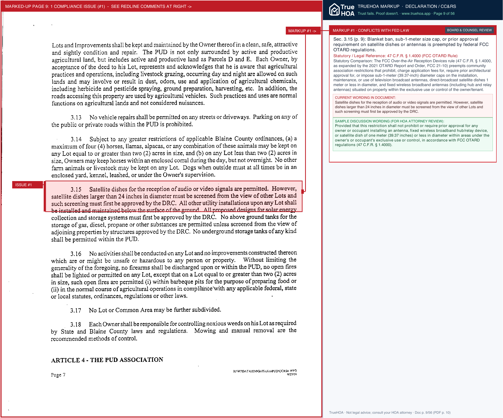 Griffin Ranch Pud HOA Declaration of Covenants, Conditions & Restrictions page 9 widened with TrueHOA Crystal AI margin annotations