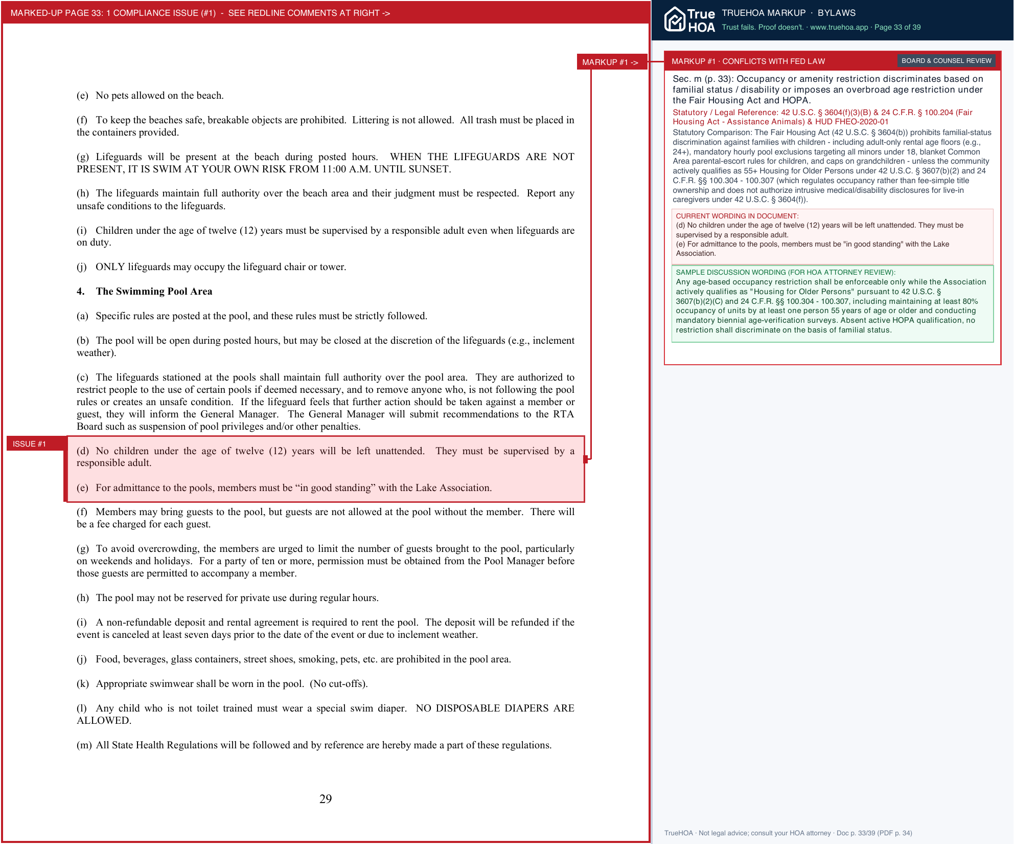 Lake Camelot POA 2025 Lake Camelot Restrictive Covenants By Laws Rules and Regulations page 33 widened with TrueHOA Crystal AI margin annotations