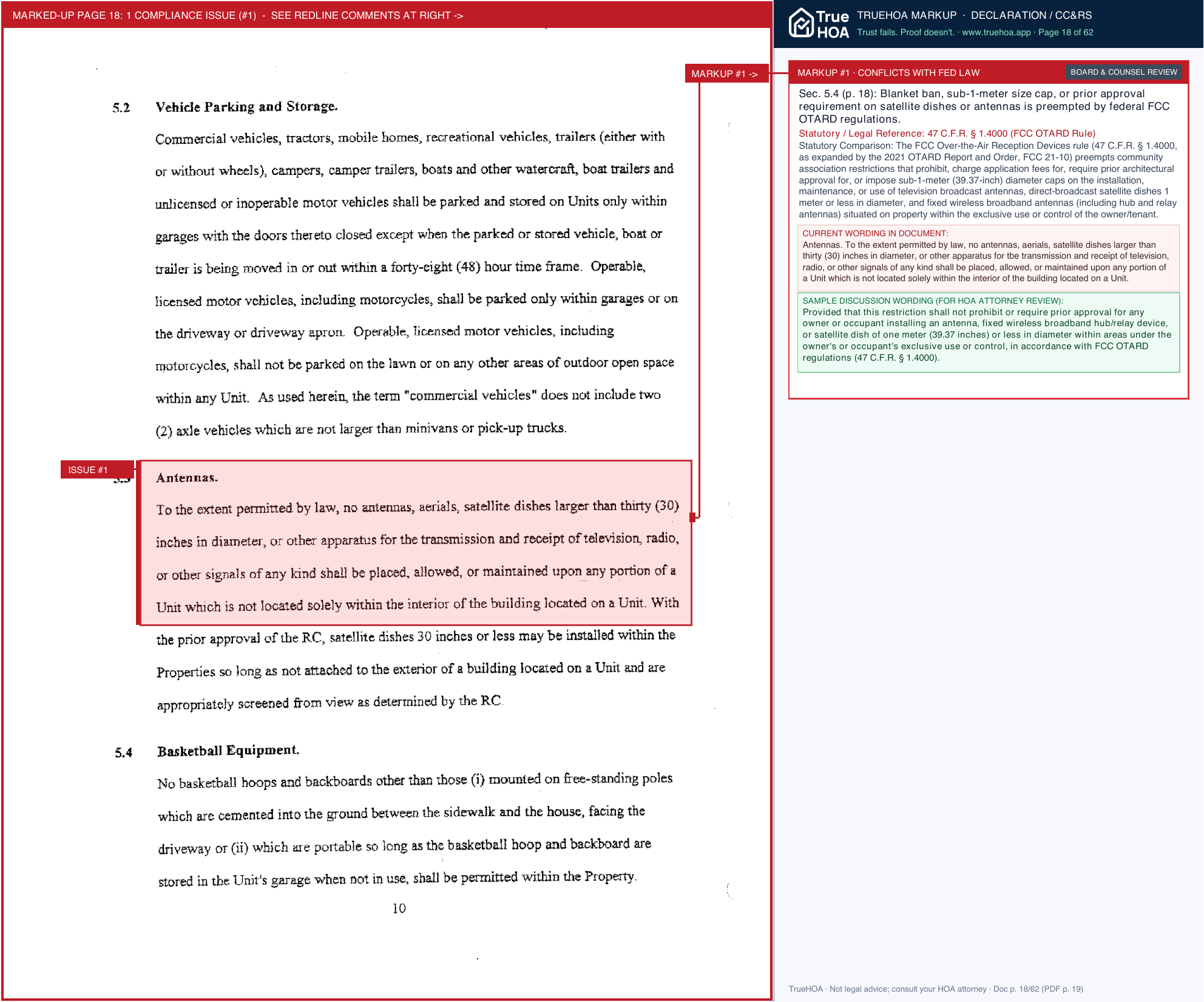 Lakewood Orchard HOA Lwohoa Declaration page 18 widened with TrueHOA Crystal AI margin annotations