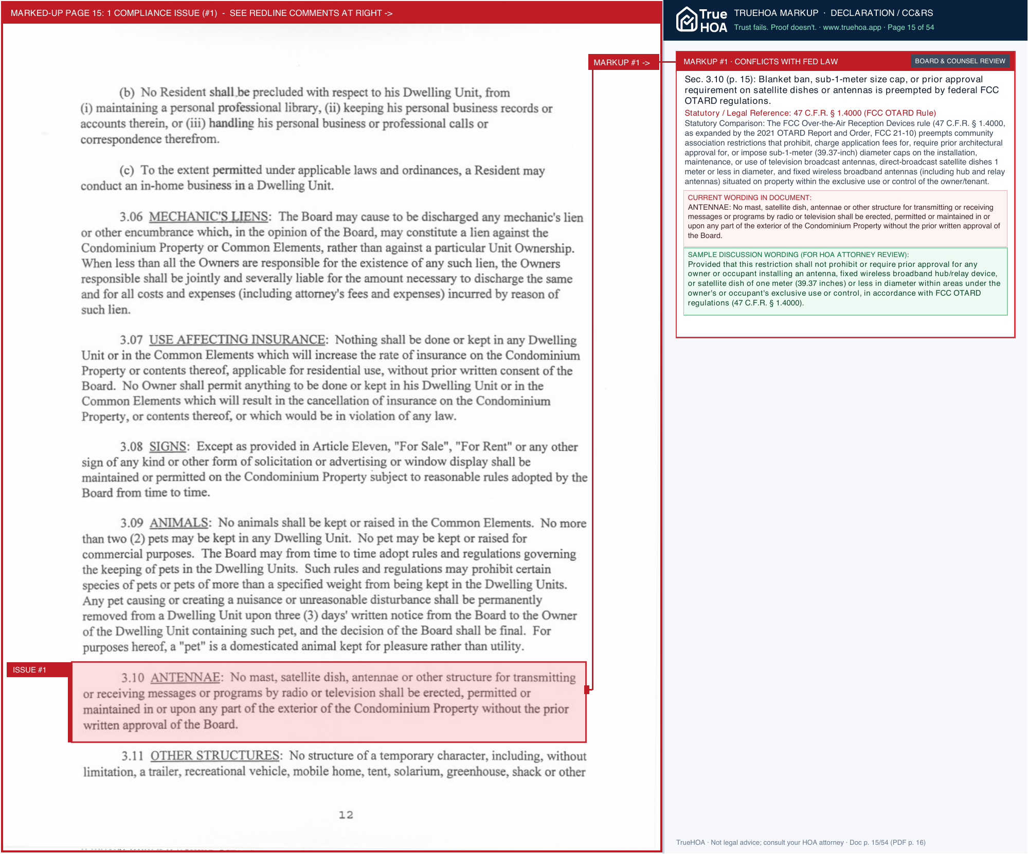Maple Hollow Condominium Association Maple Hollow Declaration page 15 widened with TrueHOA Crystal AI margin annotations