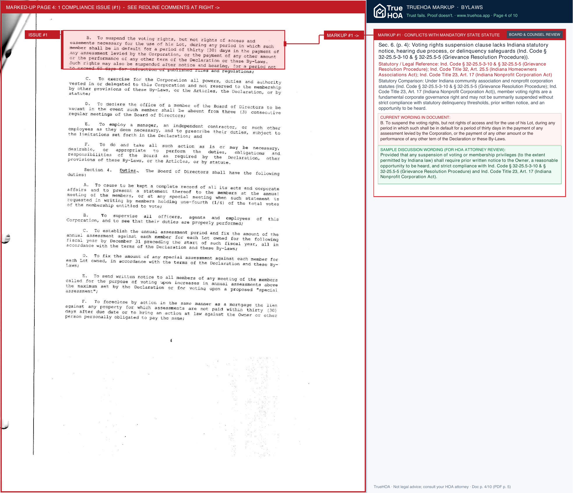 Ridgefield POA Ridgefield POA Bylaws page 4 widened with TrueHOA Crystal AI margin annotations
